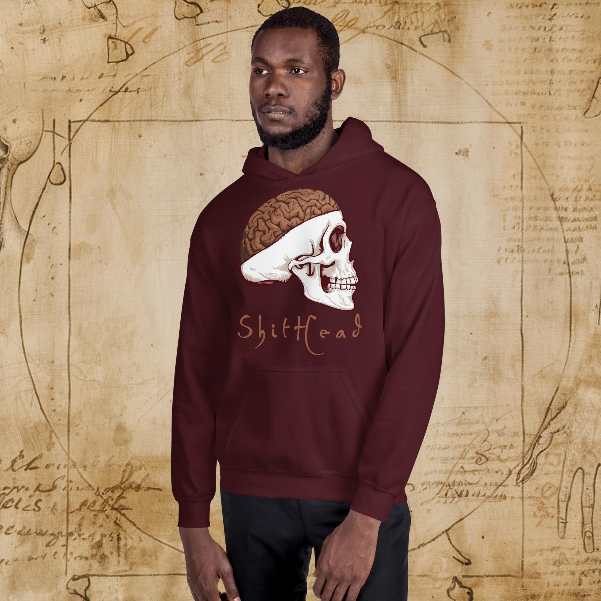 ShitHead Funny Leonardo da Vinci Drawing Unisex Hoodie Next Cult Brand