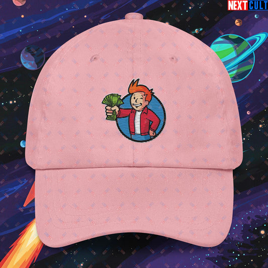 Shut Up And Take My Money Fry Boy Futurama Vault Boy Fallout Funny Cartoon Mashup Dad hat Pink Hats Fallout Futurama TV Shows Vault Boy Next Cult Brand