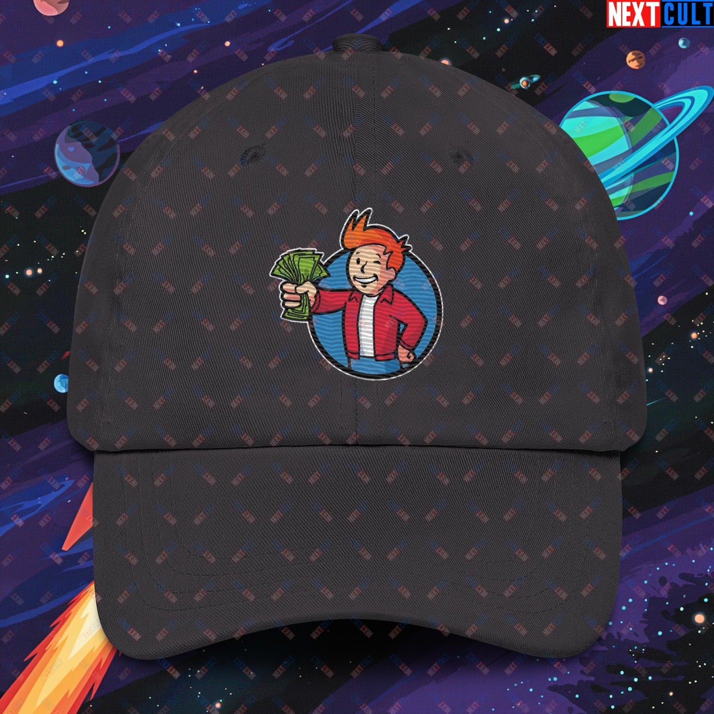 Shut Up And Take My Money Fry Boy Futurama Vault Boy Fallout Funny Cartoon Mashup Dad hat Next Cult Brand