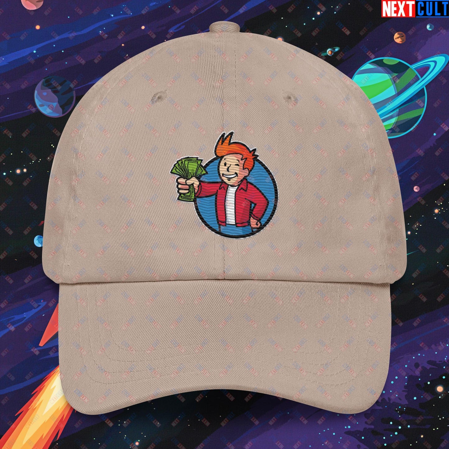 Shut Up And Take My Money Fry Boy Futurama Vault Boy Fallout Funny Cartoon Mashup Dad hat Stone Hats Fallout Futurama TV Shows Vault Boy Next Cult Brand