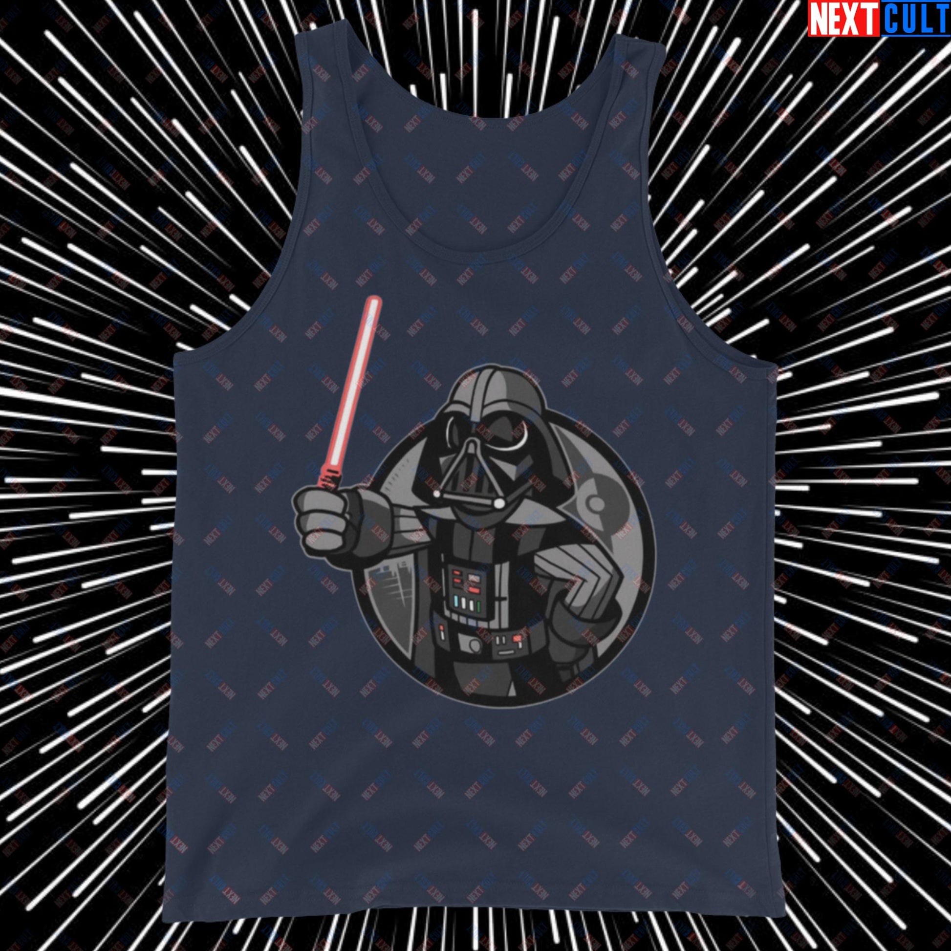 Sith Boy Darth Vader Star Wars Vault Boy Fallout Funny Cartoon Mashup Tank Top Navy Tank Tops Darth Vader Fallout Movies Star Wars Vault Boy Next Cult Brand