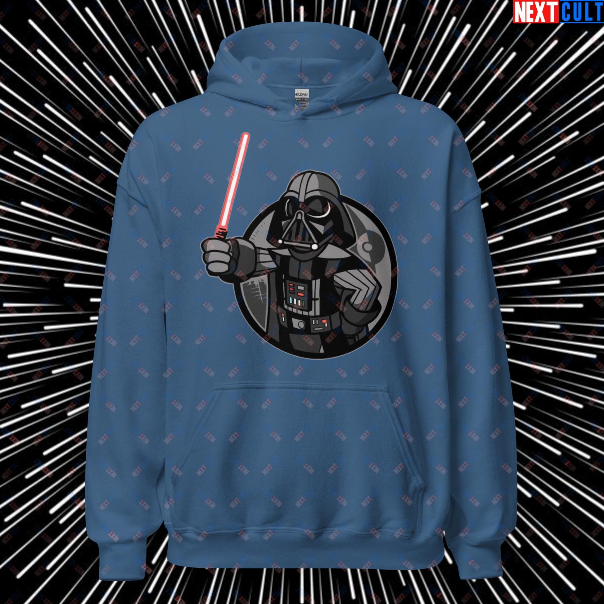 Sith Boy Darth Vader Star Wars Vault Boy Fallout Funny Cartoon Mashup Unisex Hoodie Indigo Blue Hoodies Darth Vader Fallout Movies Star Wars Vault Boy Next Cult Brand