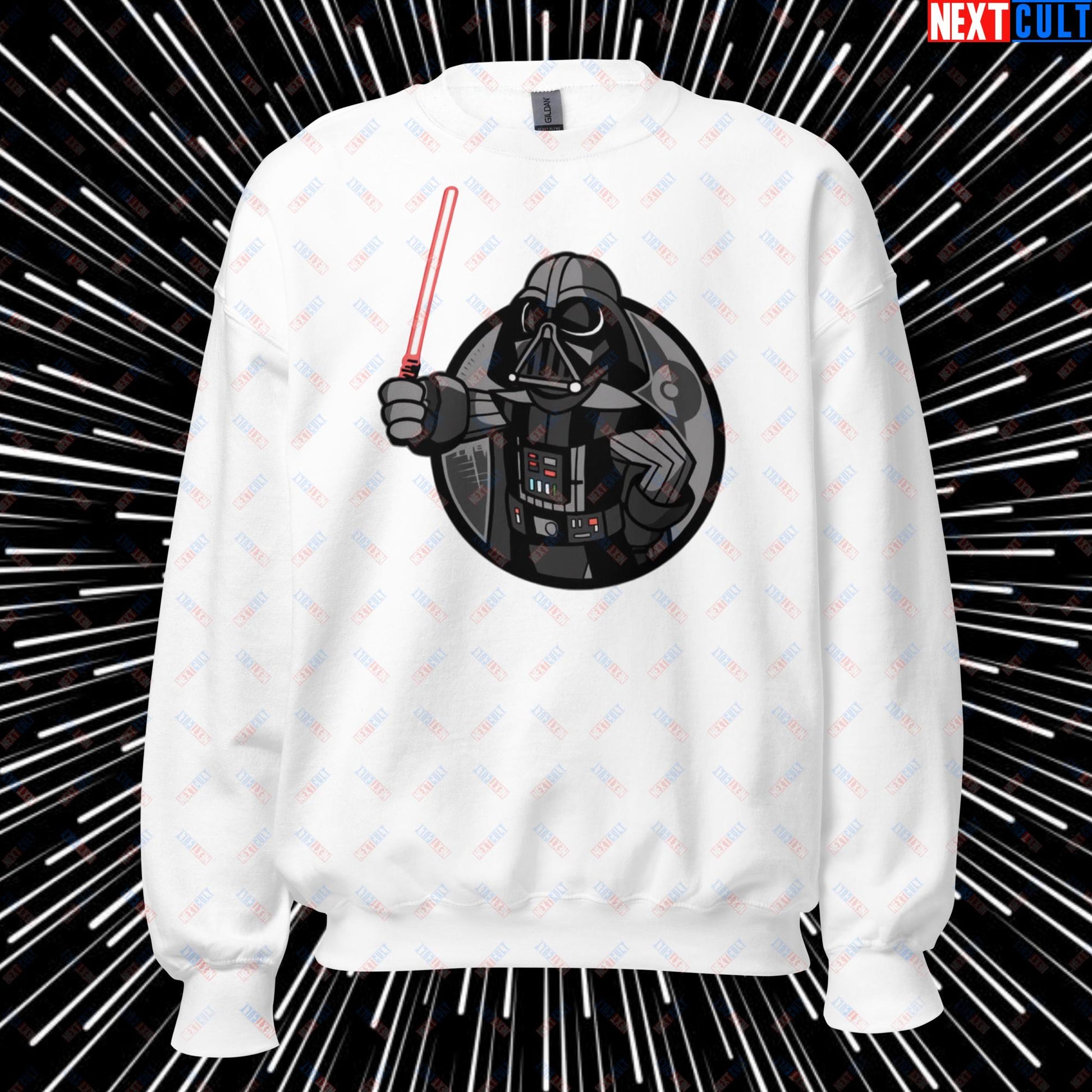 Sith Boy Darth Vader Star Wars Vault Boy Fallout Funny Cartoon Mashup Unisex Sweatshirt White Sweatshirts Darth Vader Fallout Movies Star Wars Vault Boy Next Cult Brand