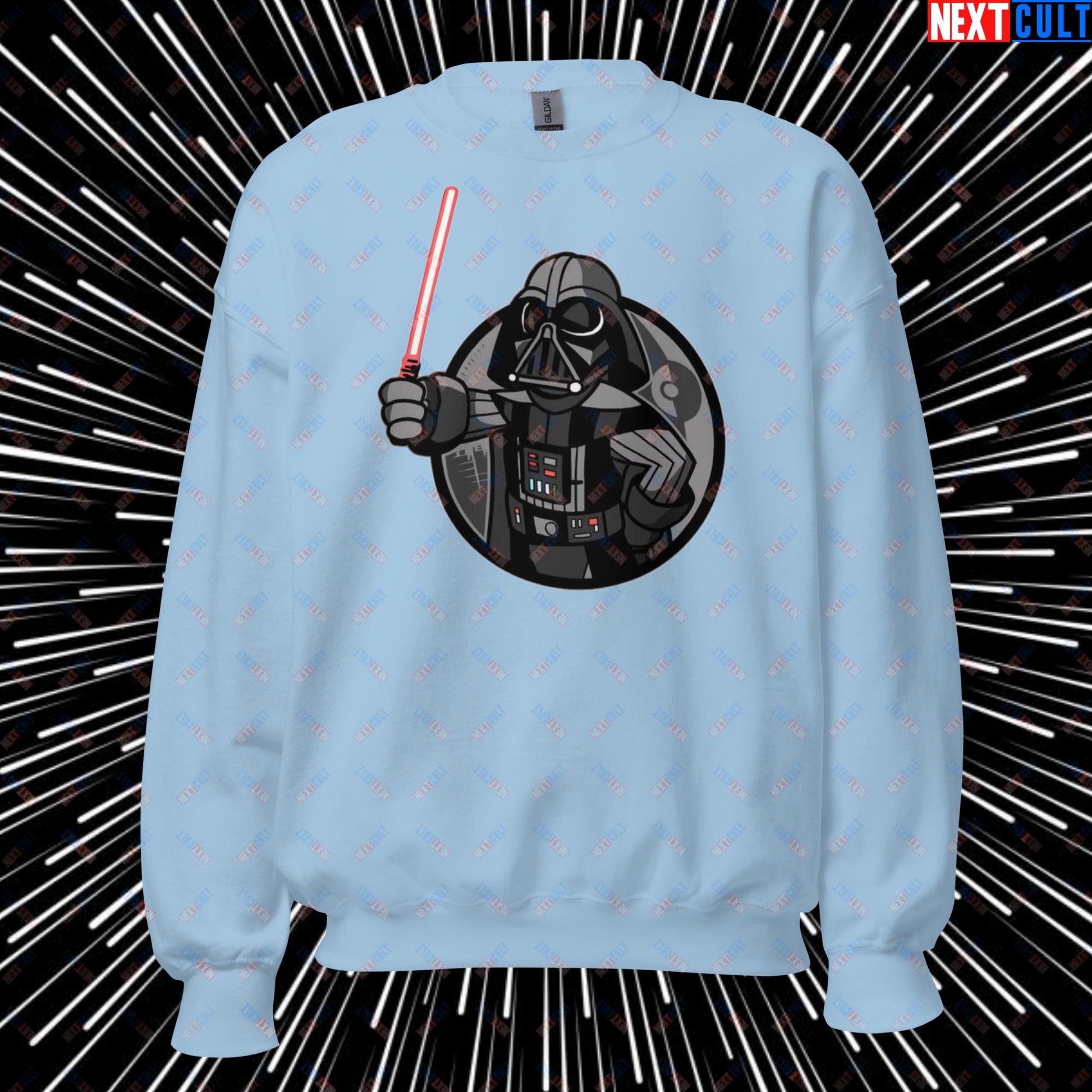 Sith Boy Darth Vader Star Wars Vault Boy Fallout Funny Cartoon Mashup Unisex Sweatshirt Light Blue Sweatshirts Darth Vader Fallout Movies Star Wars Vault Boy Next Cult Brand