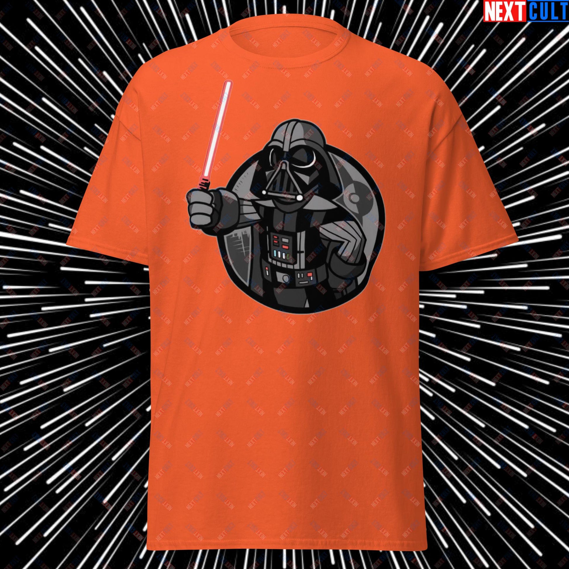 Sith Boy Darth Vader Star Wars Vault Boy Fallout Funny Cartoon Mashup Unisex tee Orange T-shirts Darth Vader Fallout Movies Star Wars Vault Boy Next Cult Brand