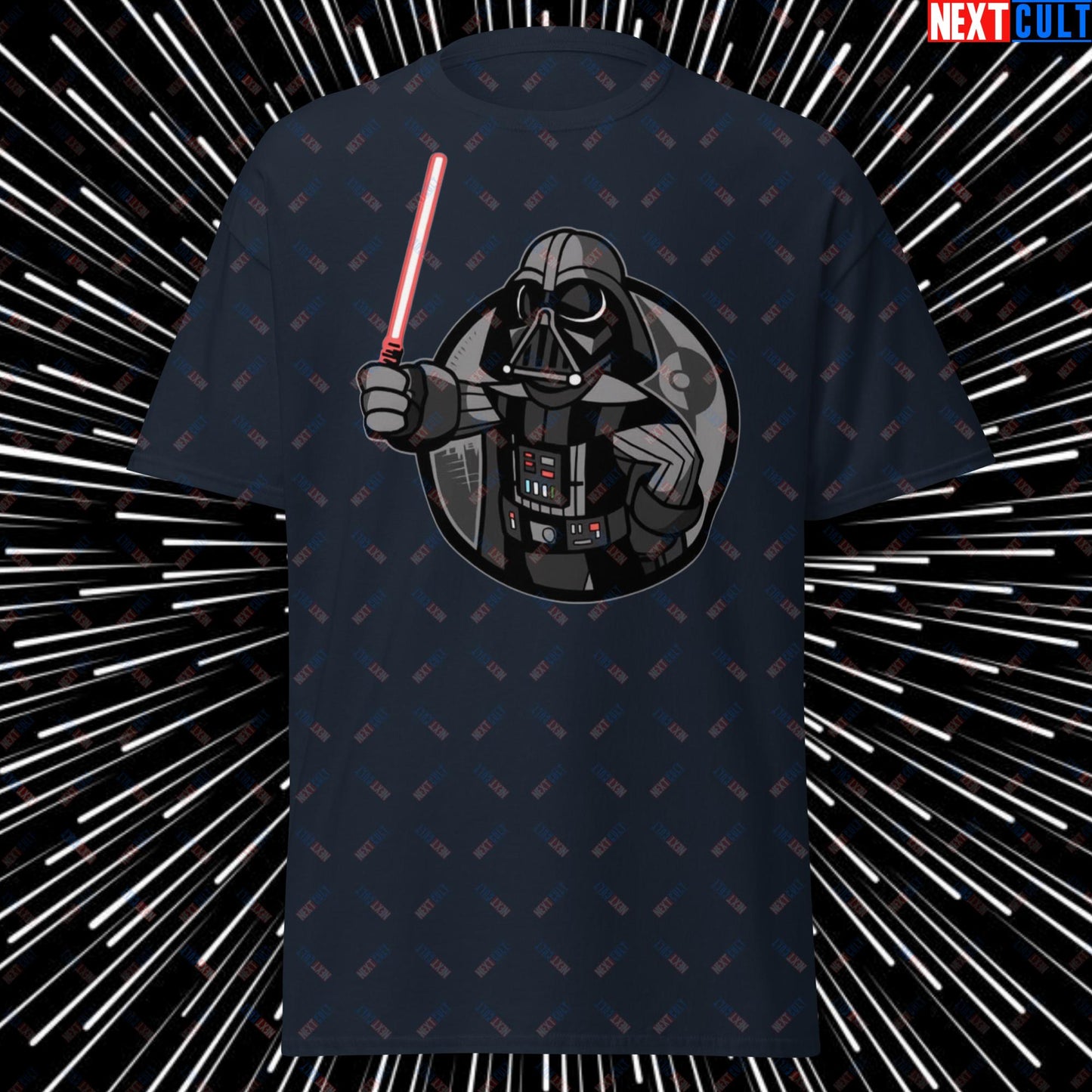 Sith Boy Darth Vader Star Wars Vault Boy Fallout Funny Cartoon Mashup Unisex tee Navy T-shirts Darth Vader Fallout Movies Star Wars Vault Boy Next Cult Brand