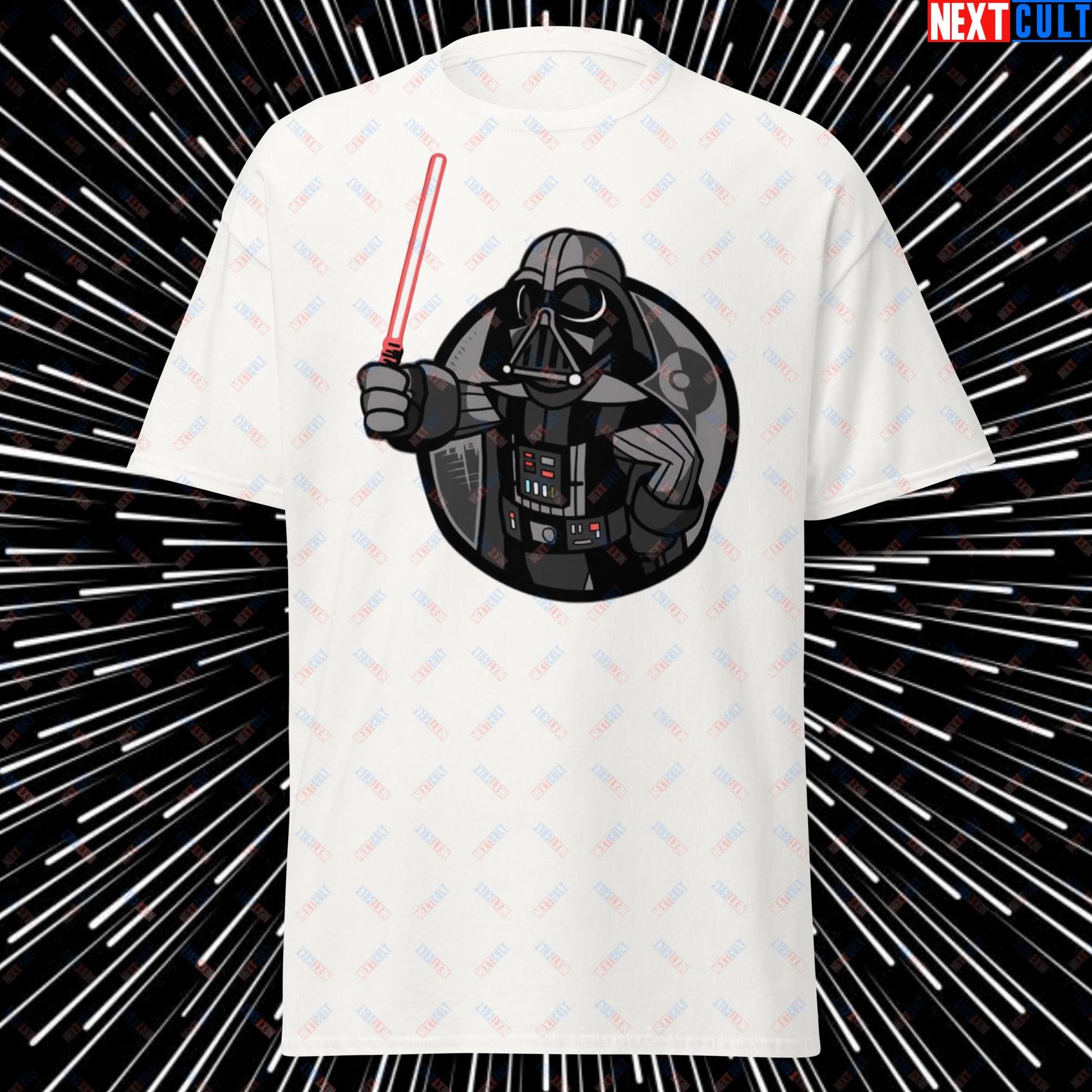 Sith Boy Darth Vader Star Wars Vault Boy Fallout Funny Cartoon Mashup Unisex tee White T-shirts Darth Vader Fallout Movies Star Wars Vault Boy Next Cult Brand