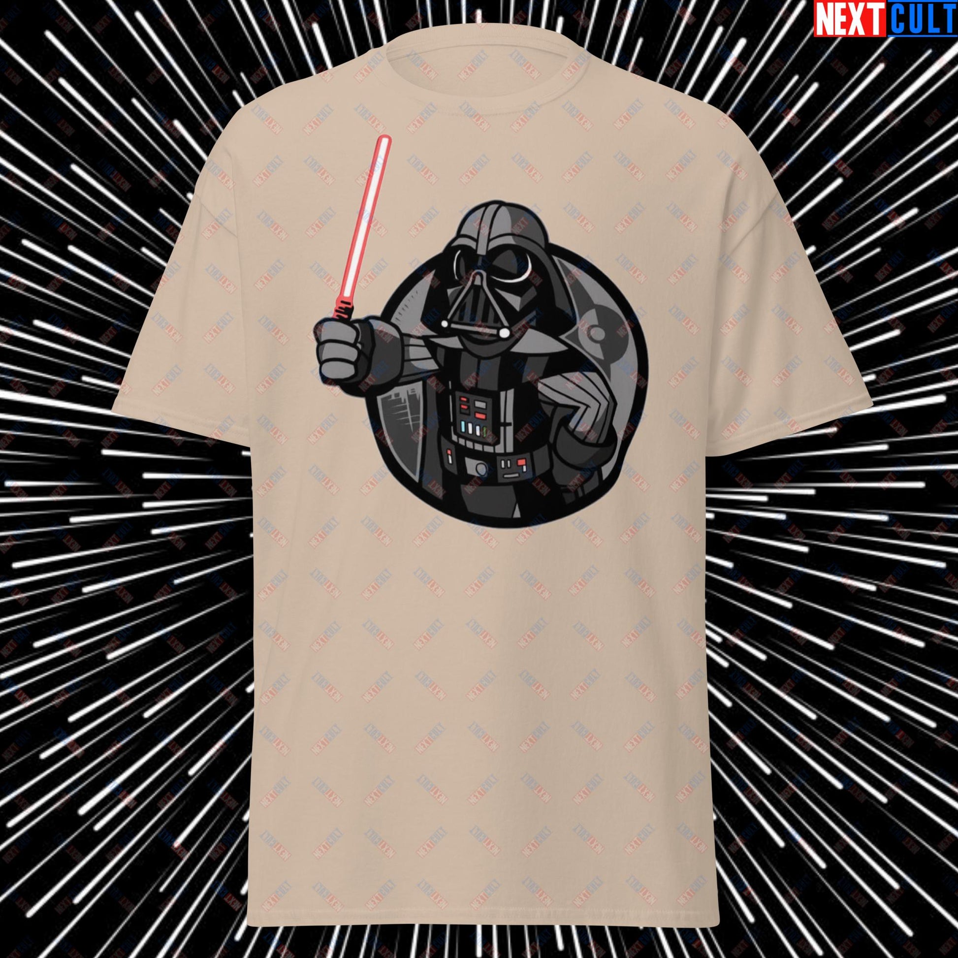 Sith Boy Darth Vader Star Wars Vault Boy Fallout Funny Cartoon Mashup Unisex tee Sand T-shirts Darth Vader Fallout Movies Star Wars Vault Boy Next Cult Brand