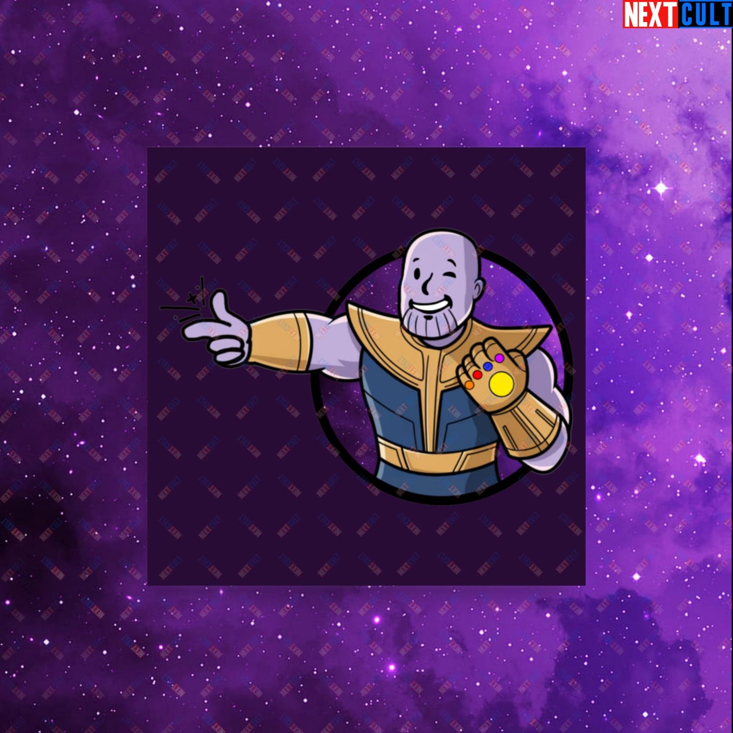 Snap Boy Thanos Vault Boy Fallout Funny Meme Cartoon Mashup Poster Next Cult Brand