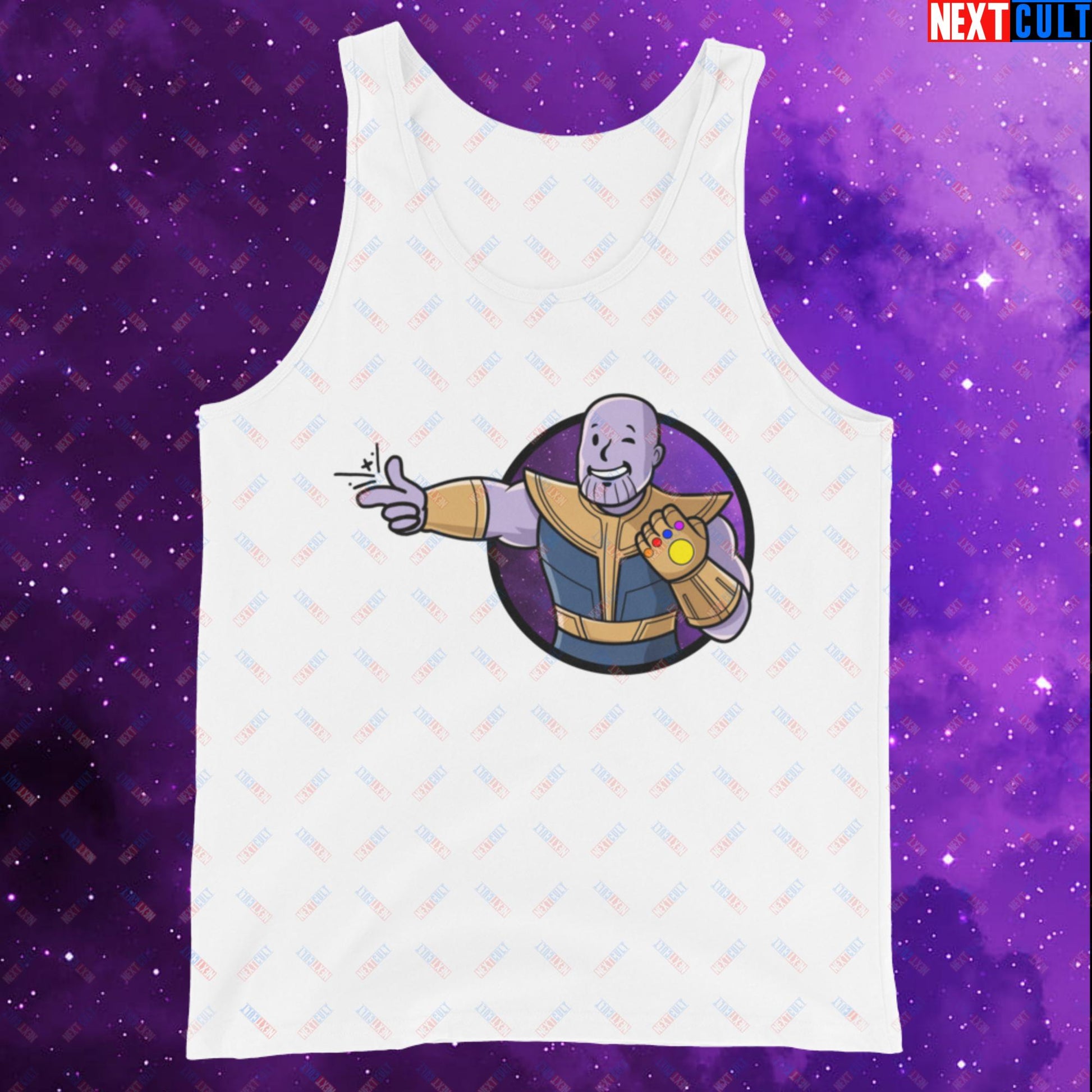 Snap Boy Thanos Vault Boy Fallout Funny Meme Cartoon Mashup Tank Top Next Cult Brand