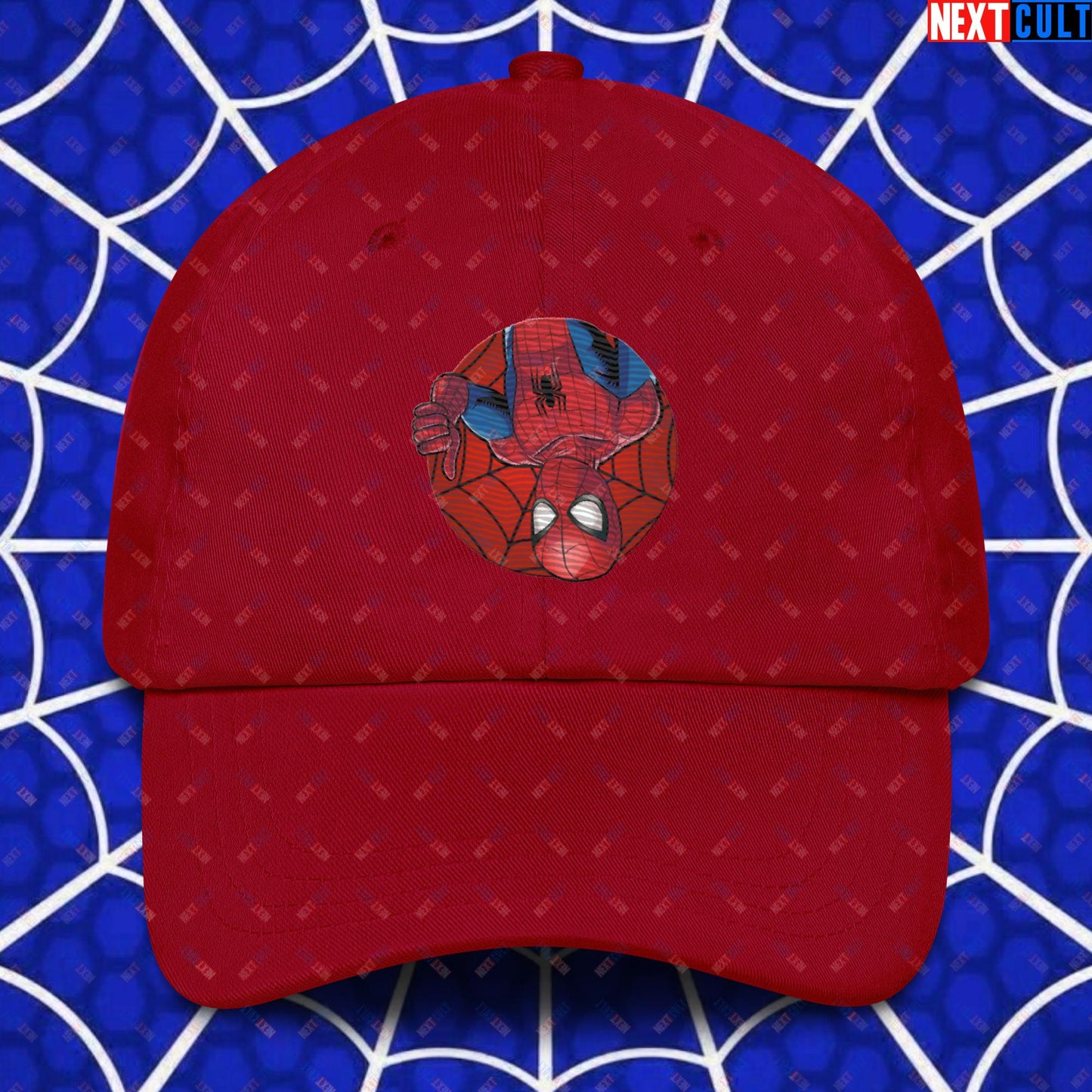 Spider Boy Vault Boy Fallout Funny Meme Cartoon Mashup Dad hat Cranberry Hats Fallout Movies Spiderman Superheroes Vault Boy Next Cult Brand