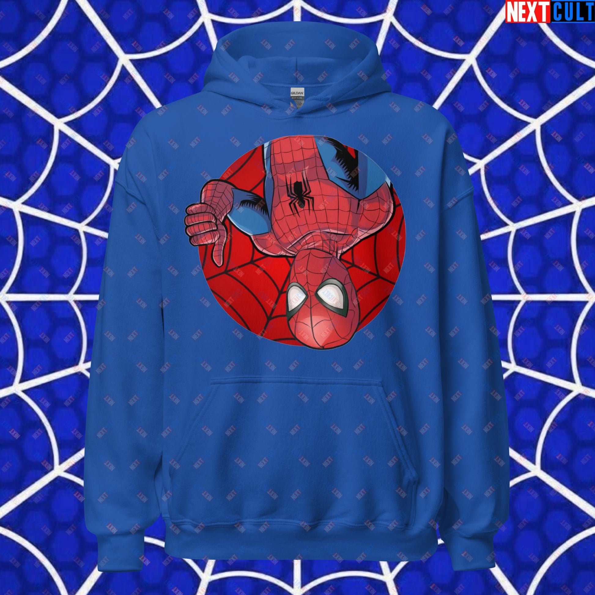 Spider Boy Vault Boy Fallout Funny Meme Cartoon Mashup Unisex Hoodie Royal Hoodies Fallout Movies Spiderman Superheroes Vault Boy Next Cult Brand