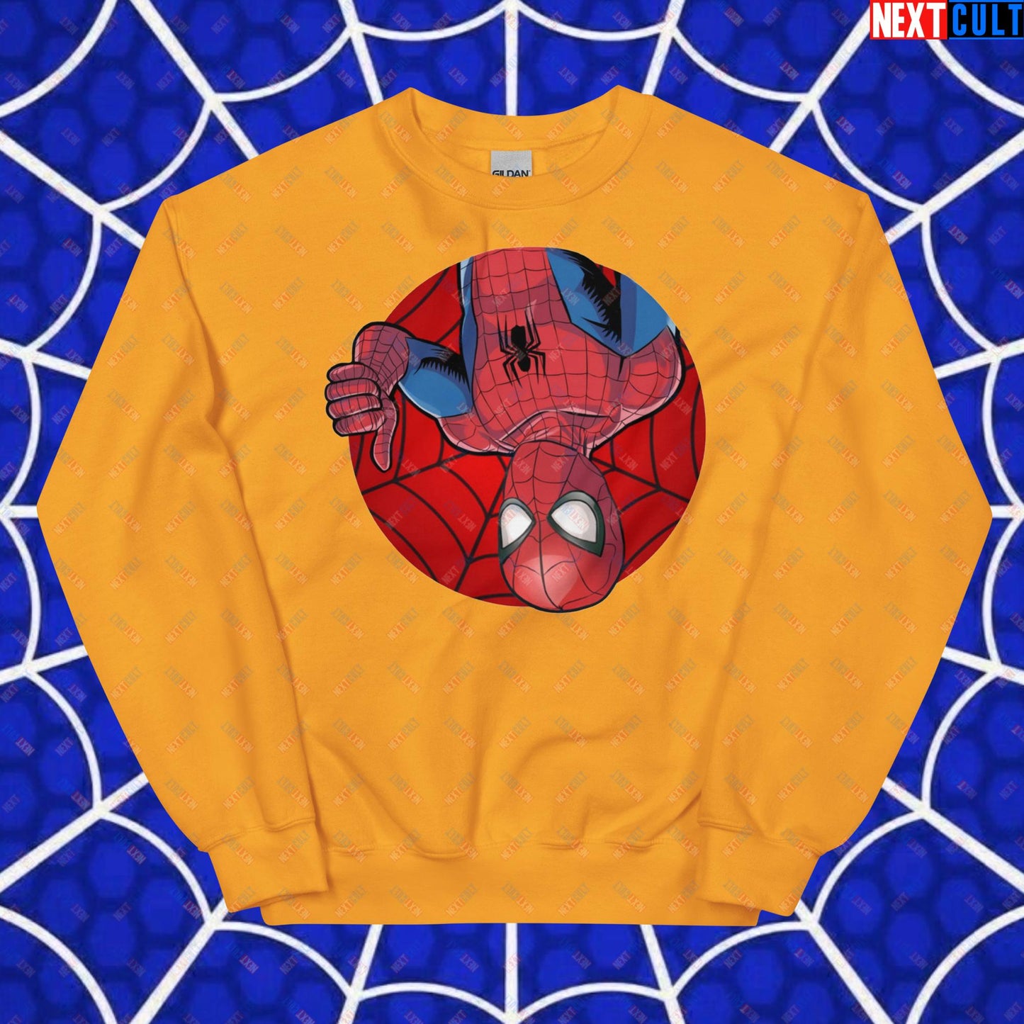 Spider Boy Vault Boy Fallout Funny Meme Cartoon Mashup Unisex Sweatshirt Gold Sweatshirts Fallout Movies Spiderman Superheroes Vault Boy Next Cult Brand