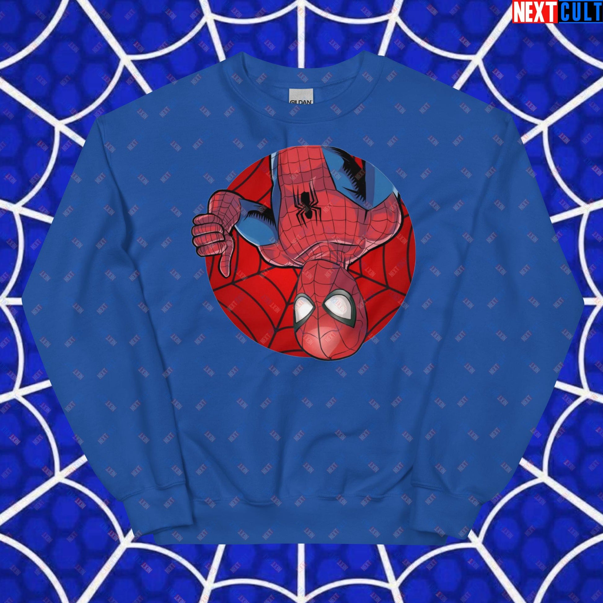 Spider Boy Vault Boy Fallout Funny Meme Cartoon Mashup Unisex Sweatshirt Royal Sweatshirts Fallout Movies Spiderman Superheroes Vault Boy Next Cult Brand