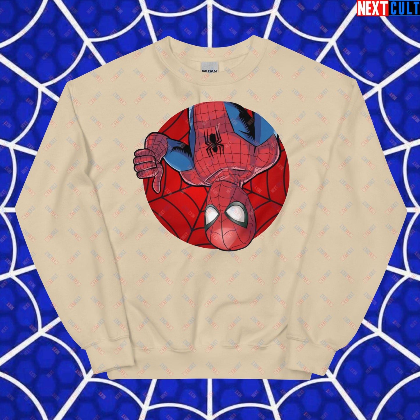 Spider Boy Vault Boy Fallout Funny Meme Cartoon Mashup Unisex Sweatshirt Sand Sweatshirts Fallout Movies Spiderman Superheroes Vault Boy Next Cult Brand