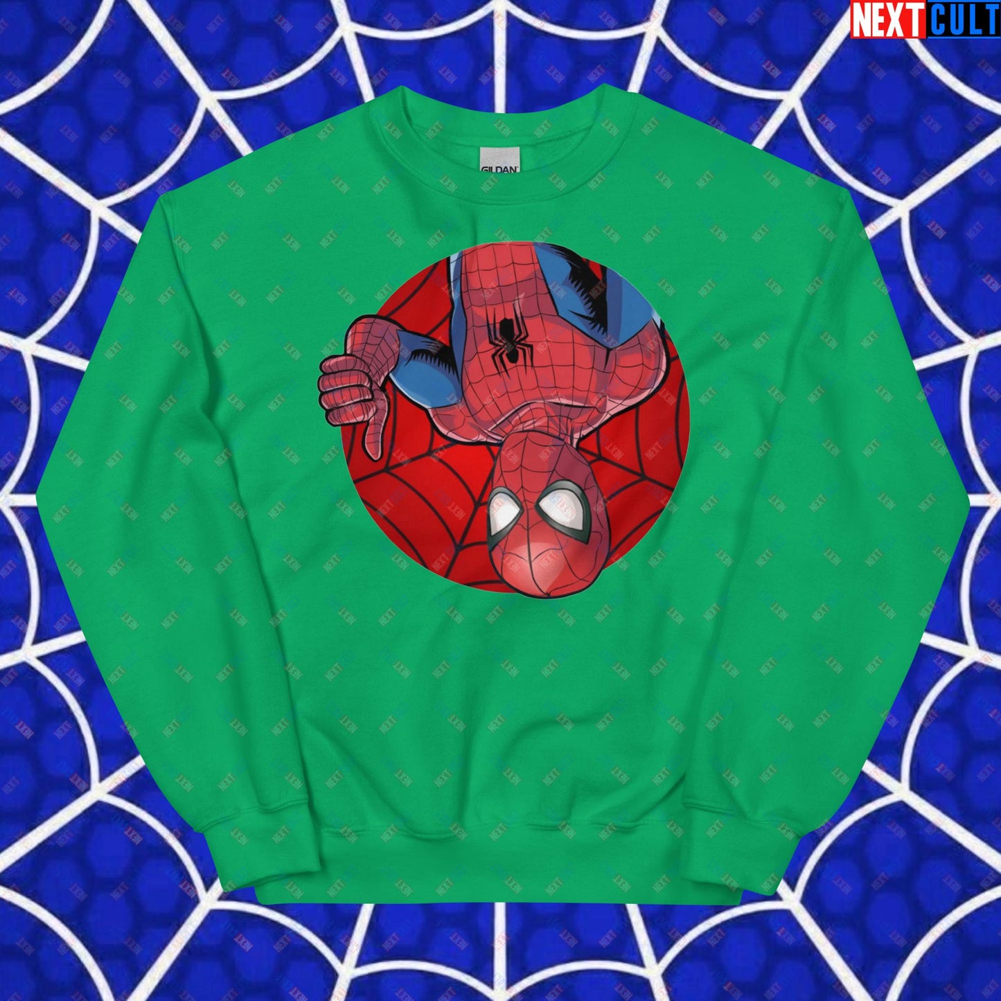 Spider Boy Vault Boy Fallout Funny Meme Cartoon Mashup Unisex Sweatshirt Irish Green Sweatshirts Fallout Movies Spiderman Superheroes Vault Boy Next Cult Brand