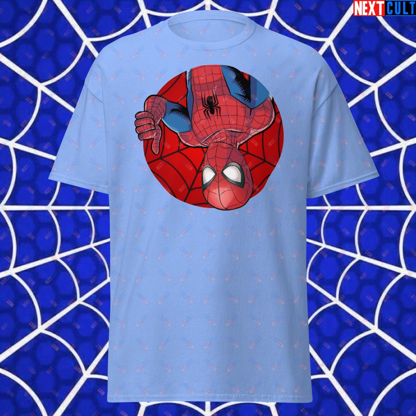 Spider Boy Vault Boy Fallout Funny Meme Cartoon Mashup Unisex classic tee Carolina Blue T-shirts Fallout Movies Spiderman Superheroes Vault Boy Next Cult Brand