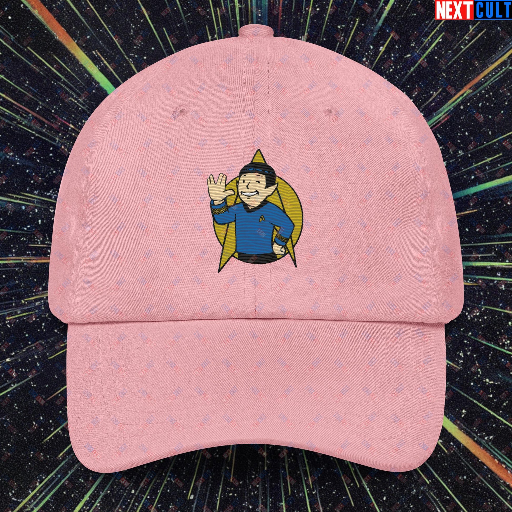 Spock Boy Star Trek Vault Boy Fallout Funny Meme Cartoon Mashup Dad hat Pink Hats Fallout Star Trek TV Shows Vault Boy Next Cult Brand