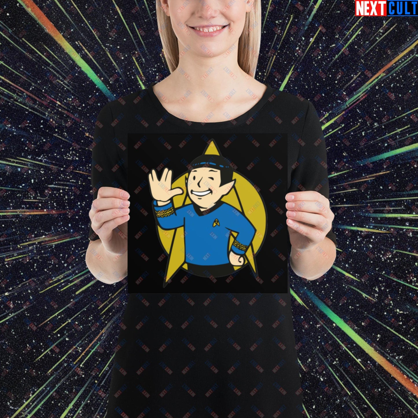 Spock Boy Star Trek Vault Boy Fallout Funny Meme Cartoon Mashup Poster 10″×10″ Posters Fallout Star Trek TV Shows Vault Boy Next Cult Brand