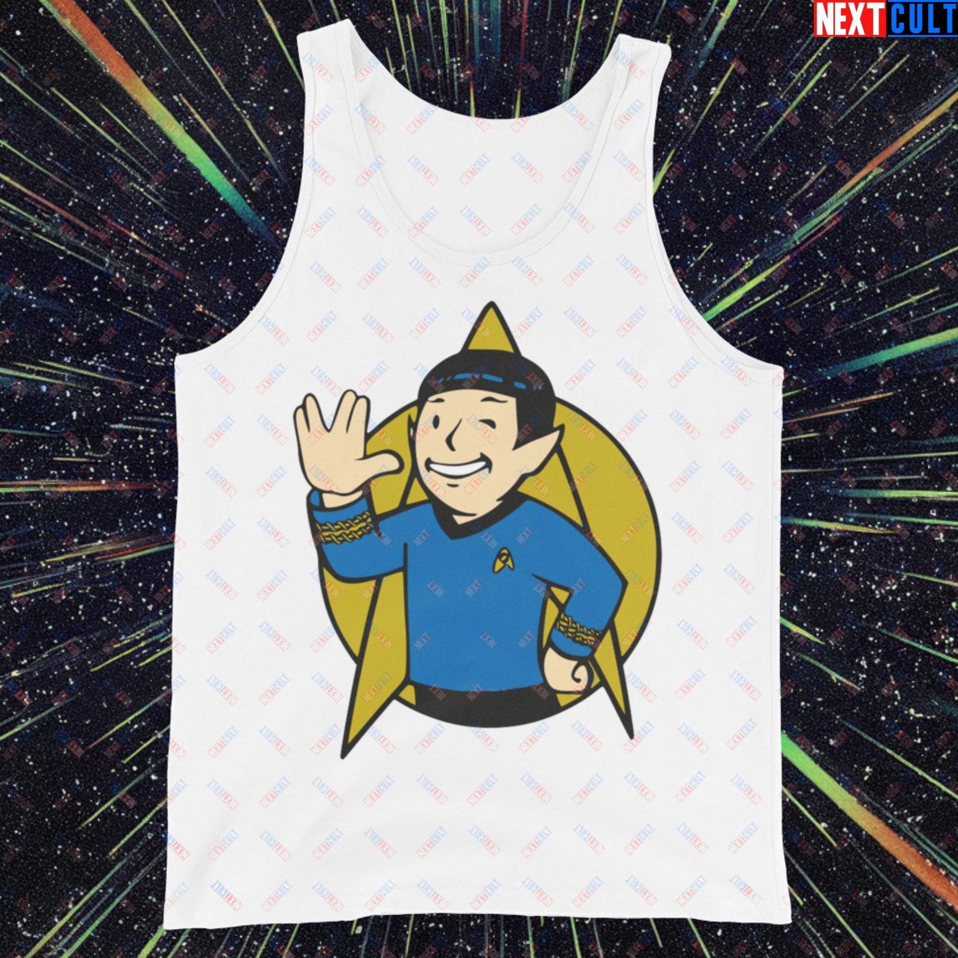 Spock Boy Star Trek Vault Boy Fallout Funny Meme Cartoon Mashup Tank Top Next Cult Brand