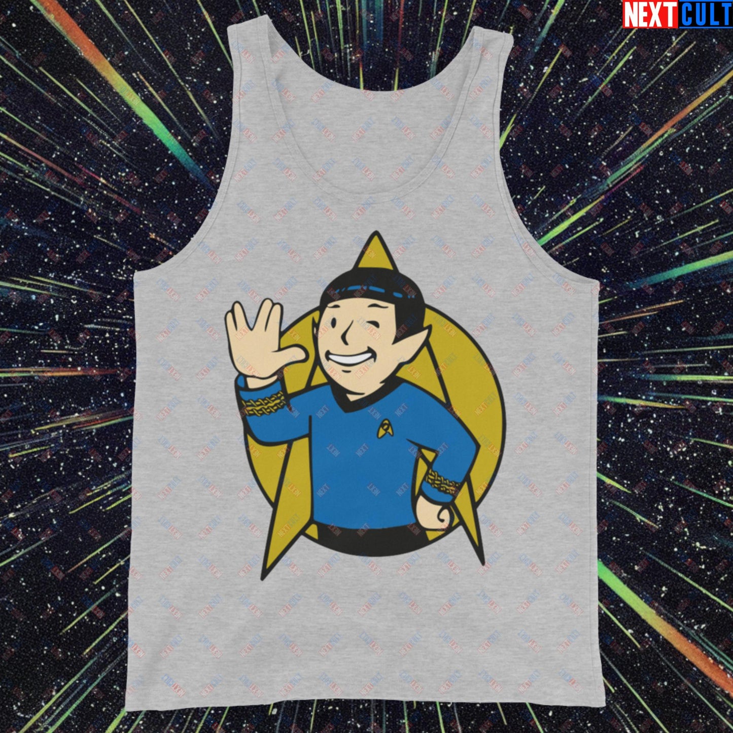 Spock Boy Star Trek Vault Boy Fallout Funny Meme Cartoon Mashup Tank Top Next Cult Brand