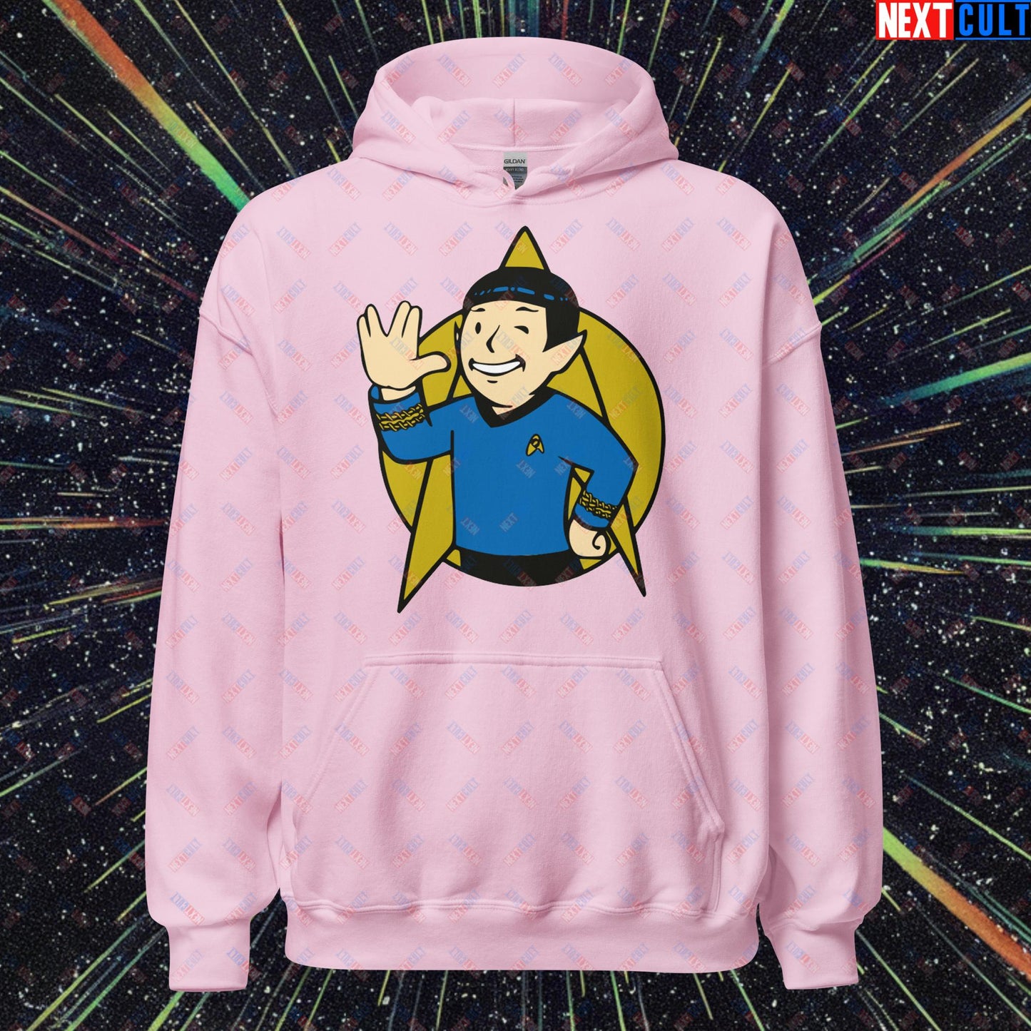 Spock Boy Star Trek Vault Boy Fallout Funny Meme Cartoon Mashup Unisex Hoodie Next Cult Brand