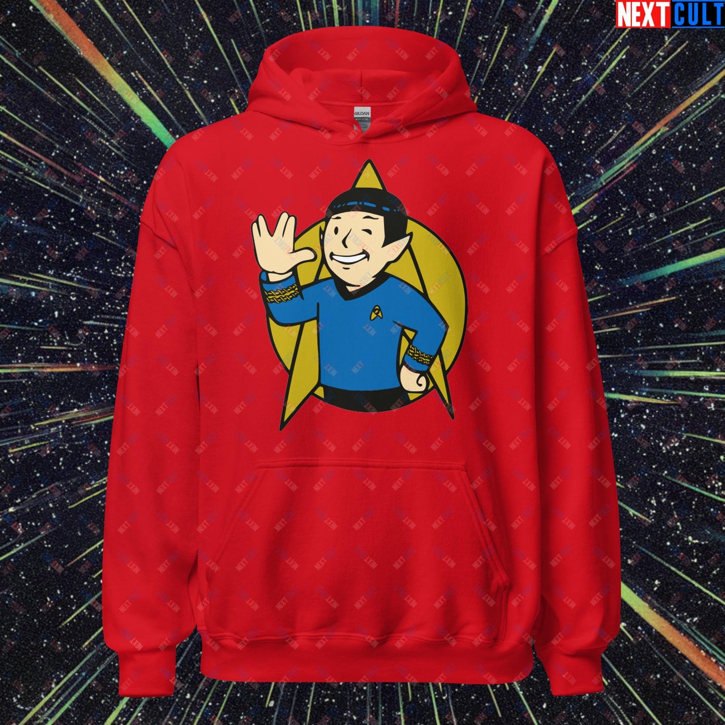 Spock Boy Star Trek Vault Boy Fallout Funny Meme Cartoon Mashup Unisex Hoodie Next Cult Brand