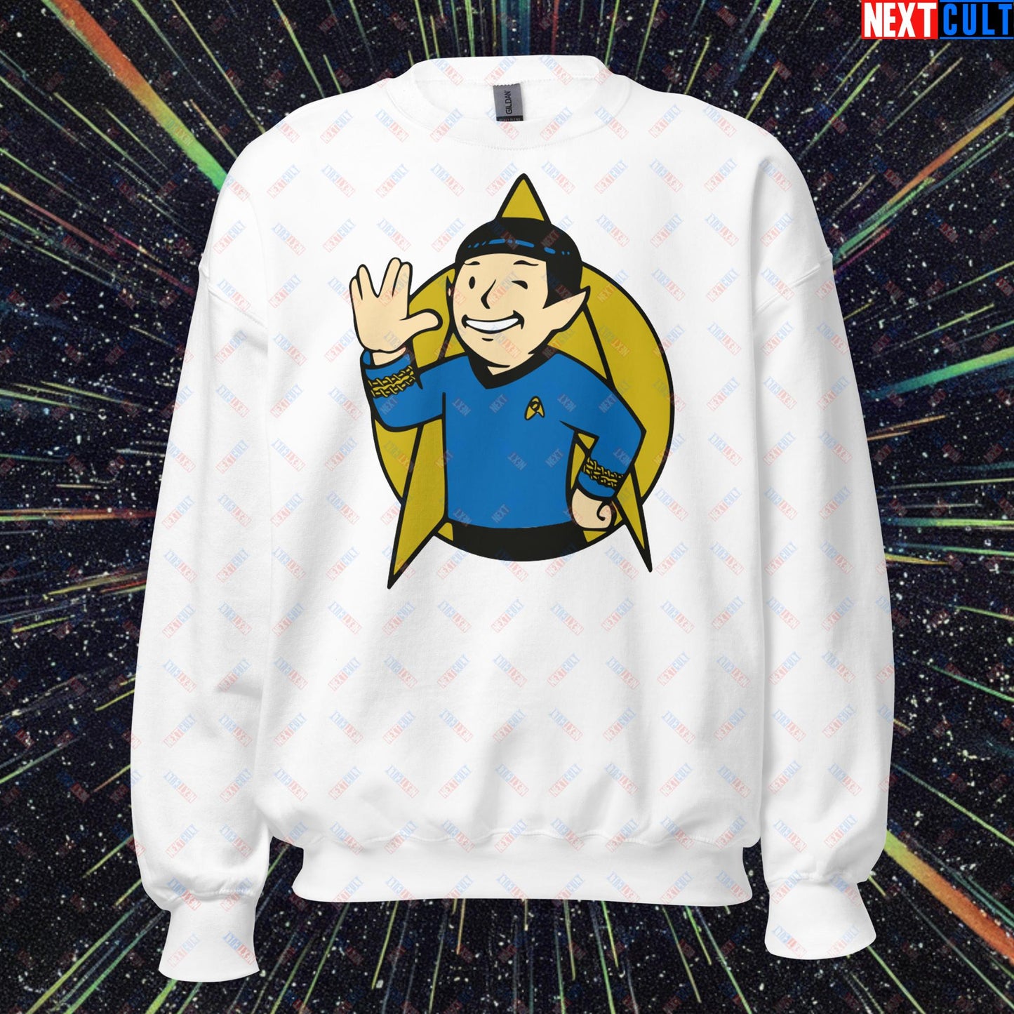 Spock Boy Star Trek Vault Boy Fallout Funny Meme Cartoon Mashup Unisex Sweatshirt Next Cult Brand