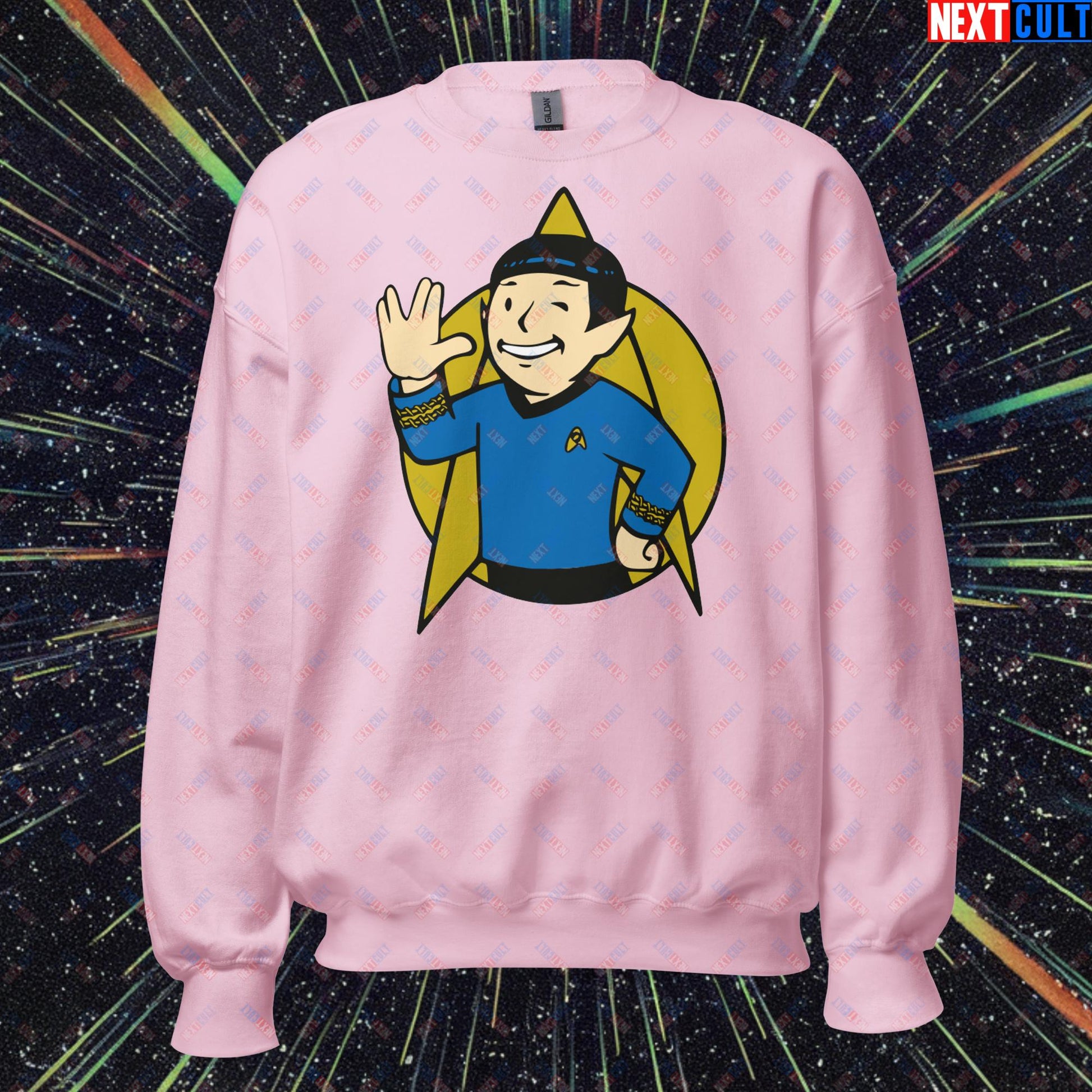 Spock Boy Star Trek Vault Boy Fallout Funny Meme Cartoon Mashup Unisex Sweatshirt Next Cult Brand