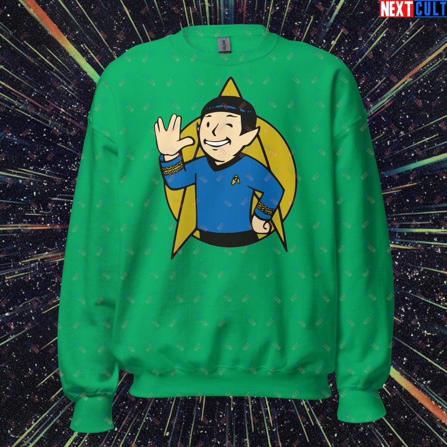 Spock Boy Star Trek Vault Boy Fallout Funny Meme Cartoon Mashup Unisex Sweatshirt Next Cult Brand