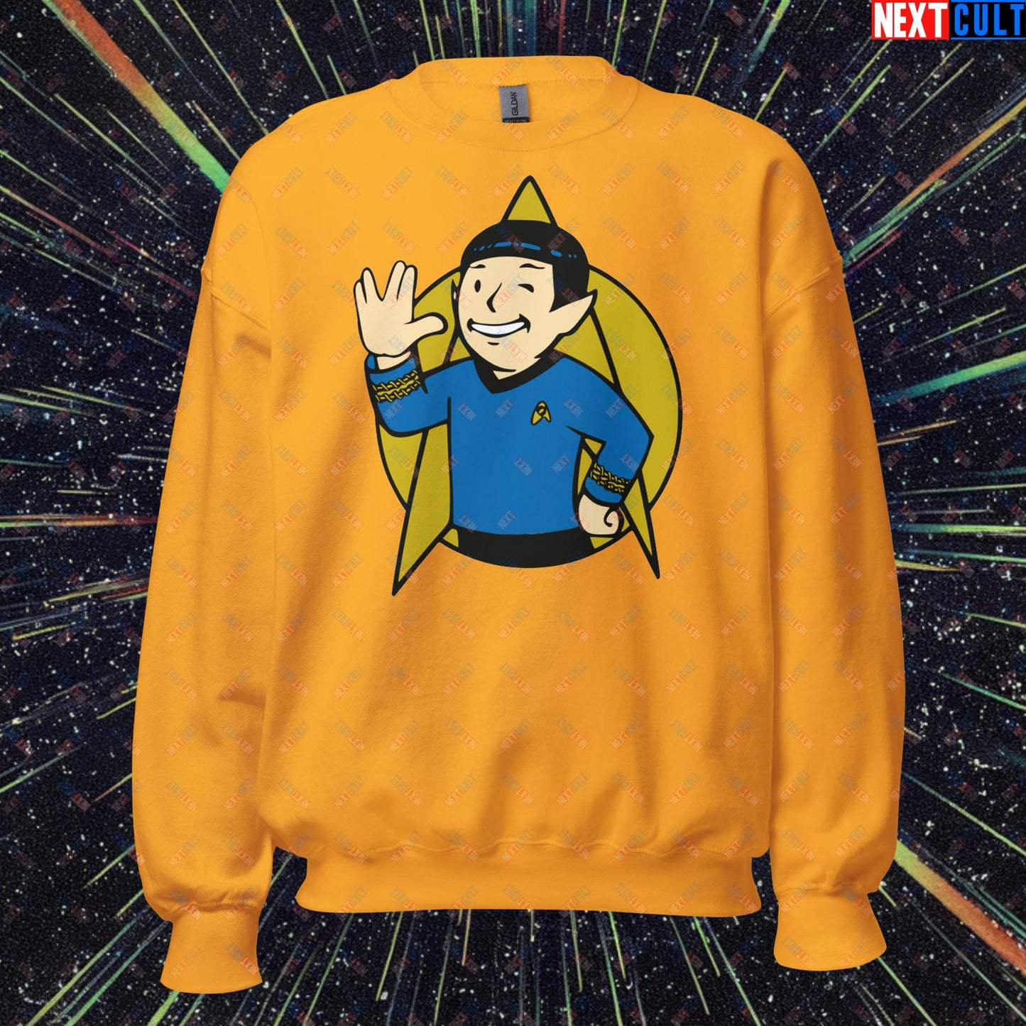 Spock Boy Star Trek Vault Boy Fallout Funny Meme Cartoon Mashup Unisex Sweatshirt Next Cult Brand