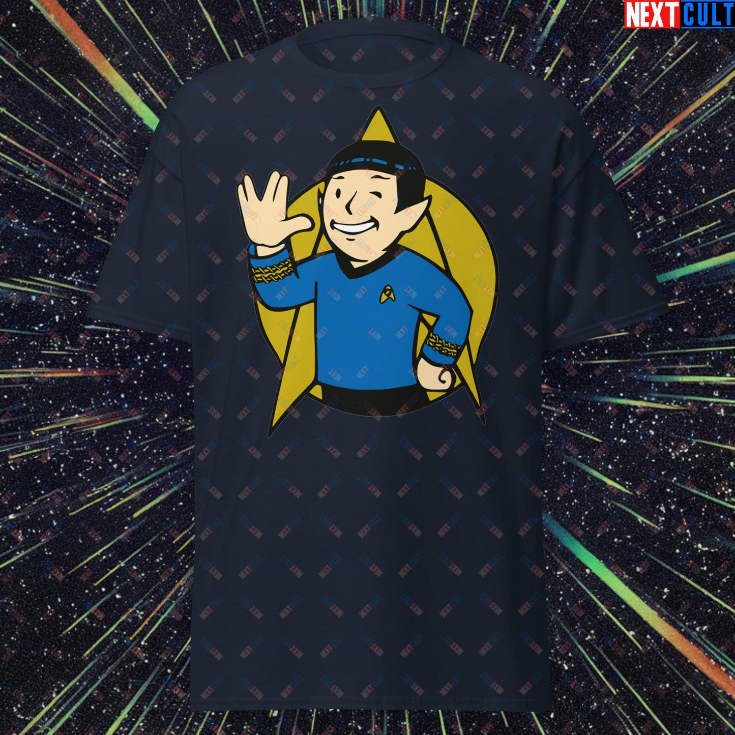 Spock Boy Star Trek Vault Boy Fallout Funny Meme Cartoon Mashup Unisex classic tee Next Cult Brand