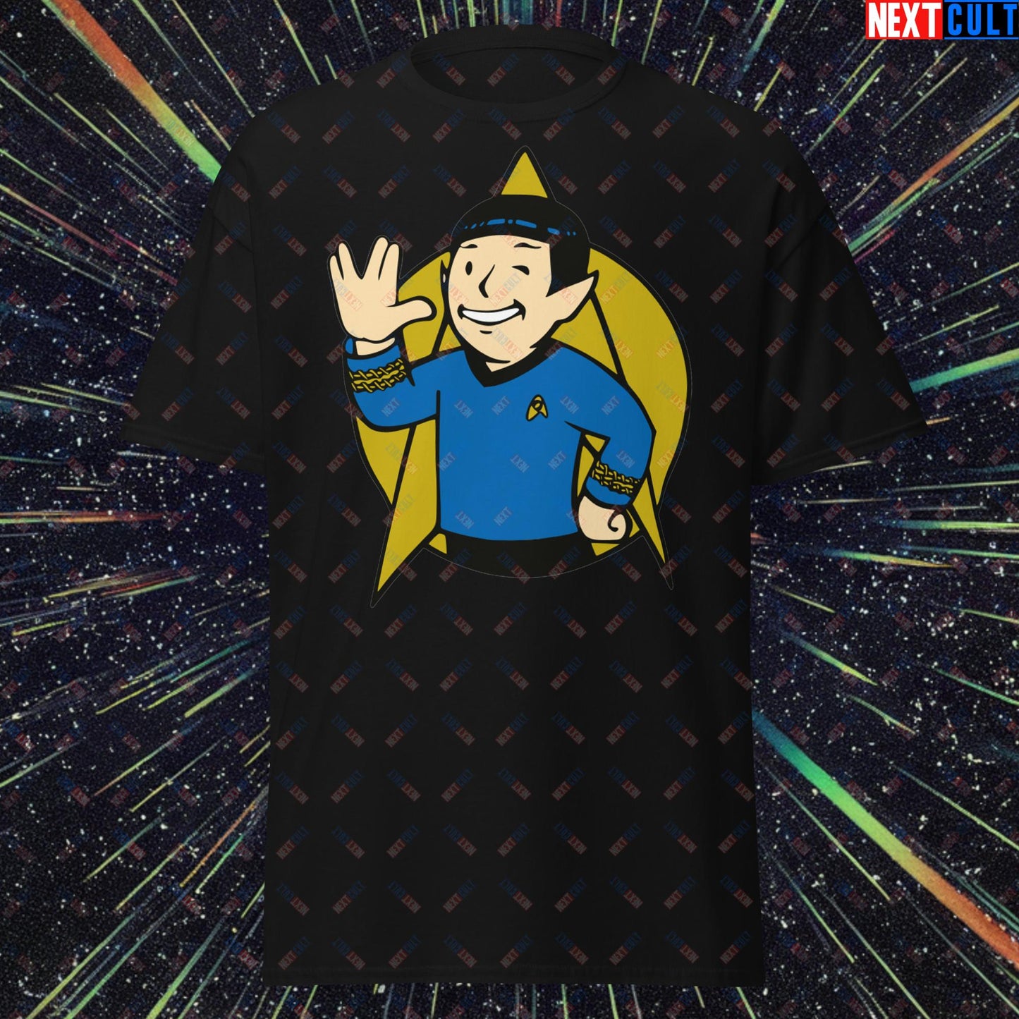 Spock Boy Star Trek Vault Boy Fallout Funny Meme Cartoon Mashup Unisex classic tee Next Cult Brand