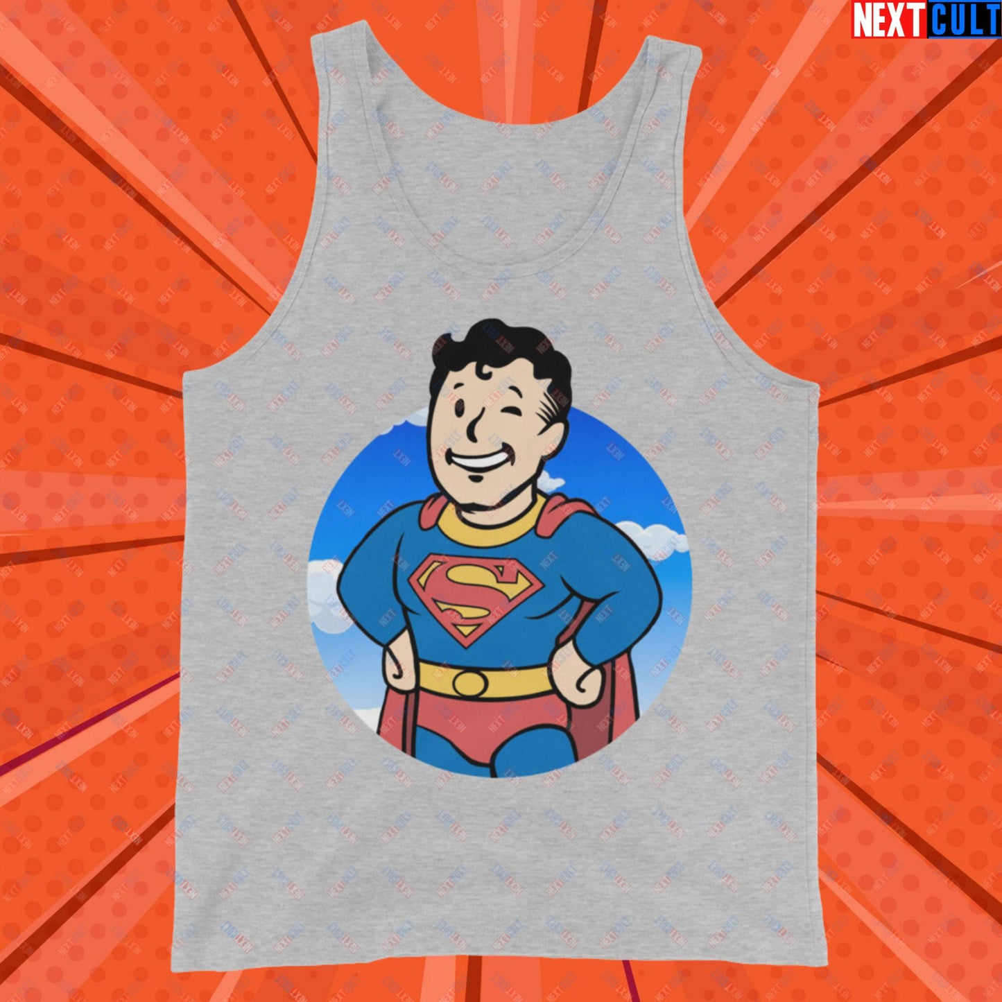 Super Boy Superman Vault Boy Fallout Funny Meme Cartoon Mashup Tank Top Next Cult Brand