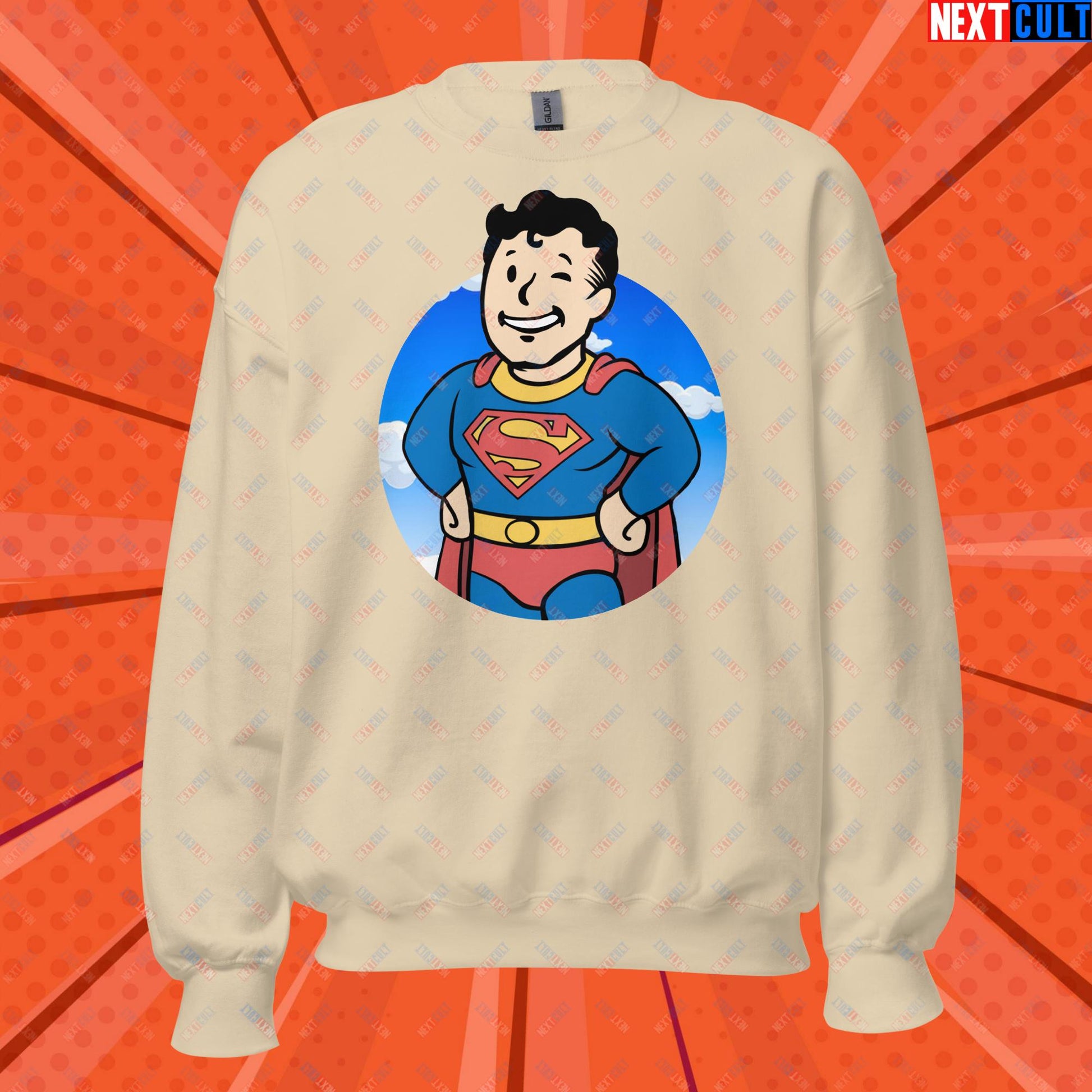 Super Boy Superman Vault Boy Fallout Funny Meme Cartoon Mashup Unisex Sweatshirt Next Cult Brand