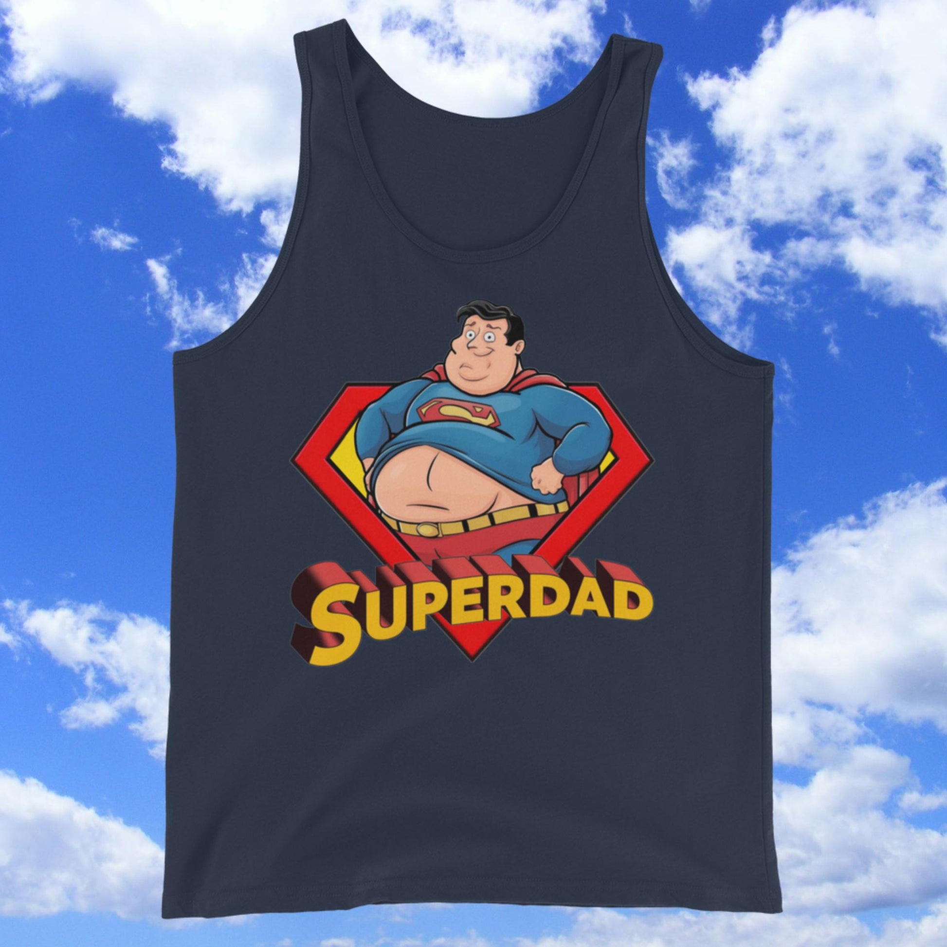 Superdad Father Fat Superhero Tank Top Navy Tank Tops Movies Superheroes Superman Next Cult Brand