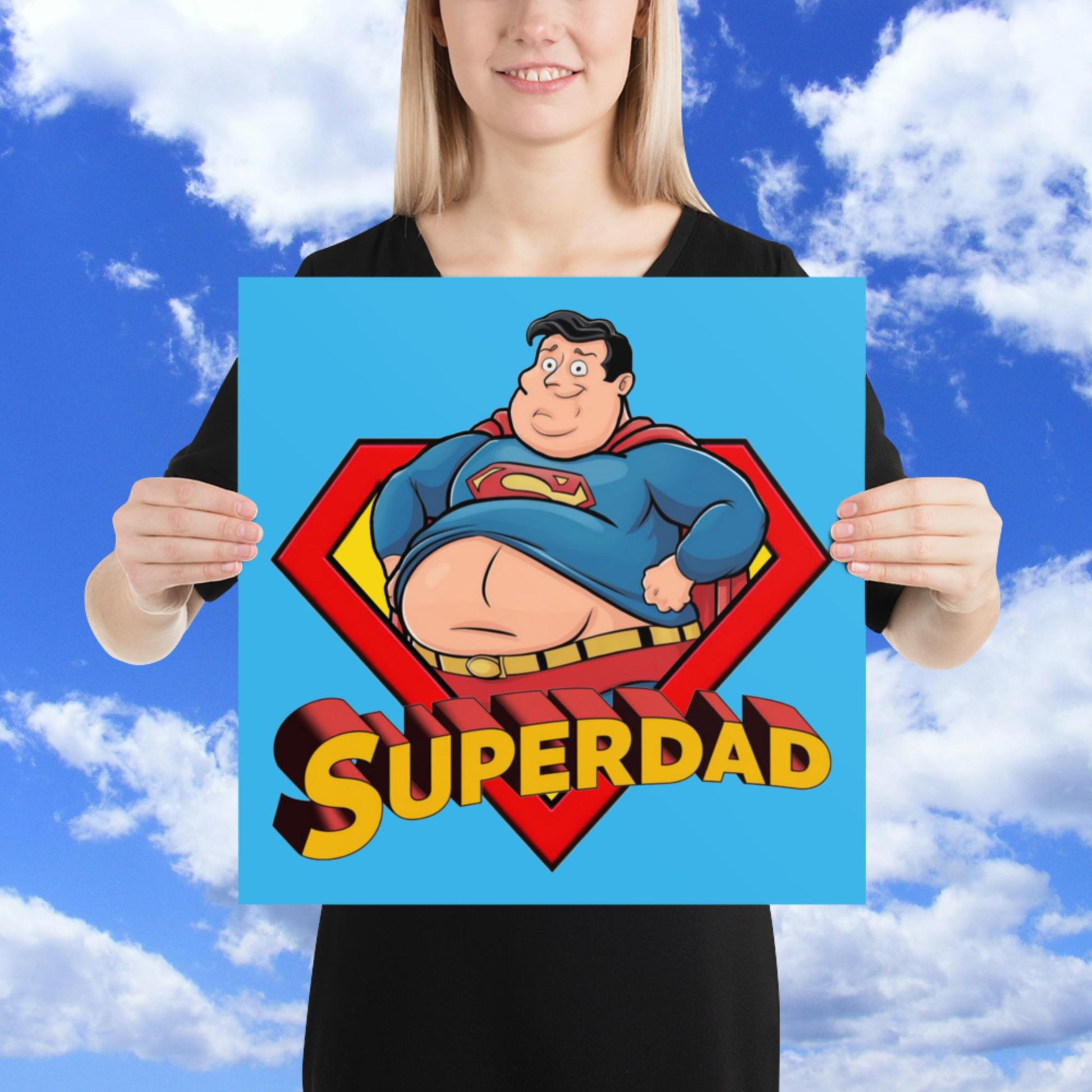 Superdad Father's Day Fat Superhero Poster Next Cult Brand