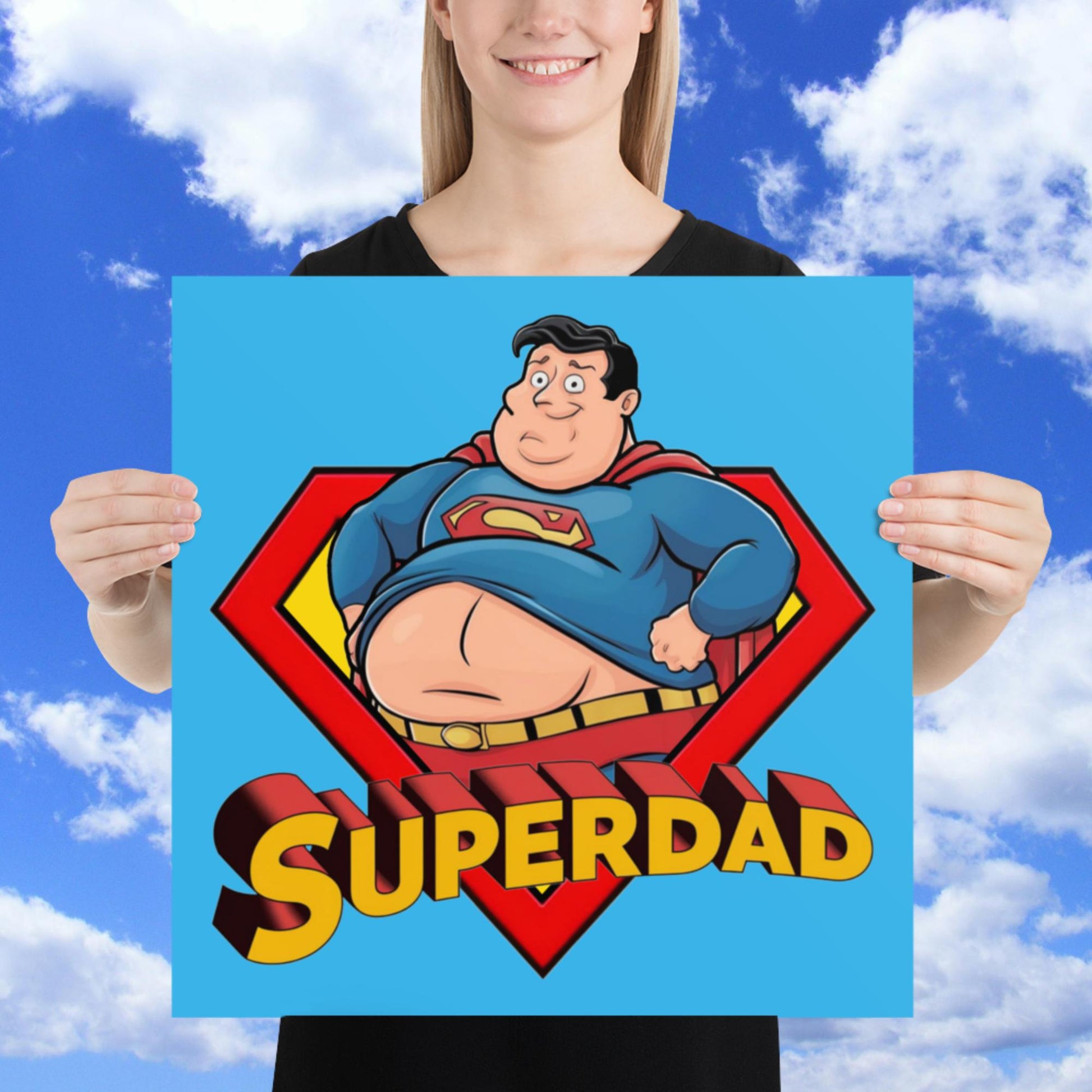 Superdad Father's Day Fat Superhero Poster Next Cult Brand