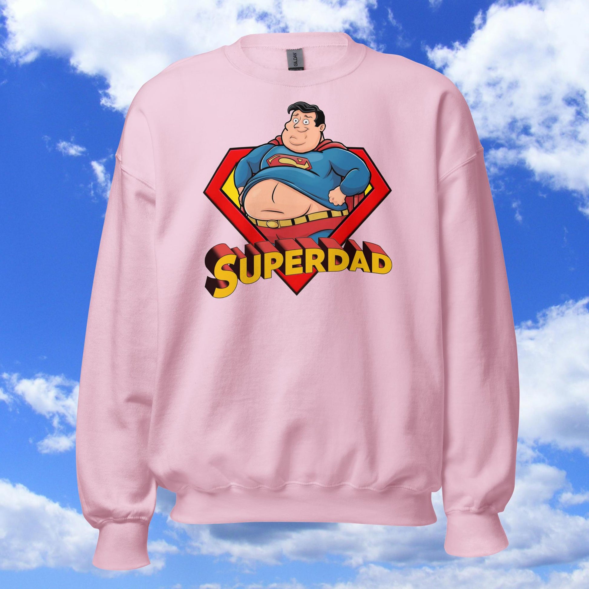 Superdad Father's Day Fat Superhero Unisex Sweatshirt Light Pink Sweatshirts Movies Superheroes Superman Next Cult Brand