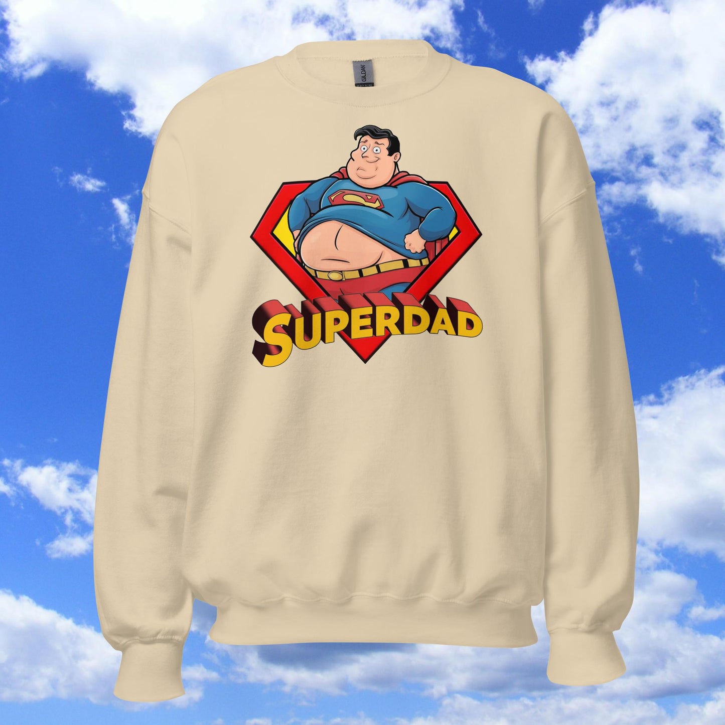 Superdad Father's Day Fat Superhero Unisex Sweatshirt Sand Sweatshirts Movies Superheroes Superman Next Cult Brand