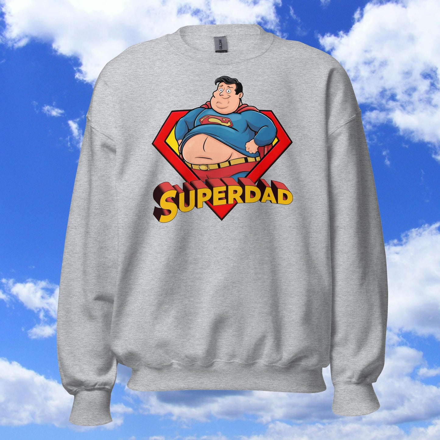 Superdad Father's Day Fat Superhero Unisex Sweatshirt Sport Grey Sweatshirts Movies Superheroes Superman Next Cult Brand