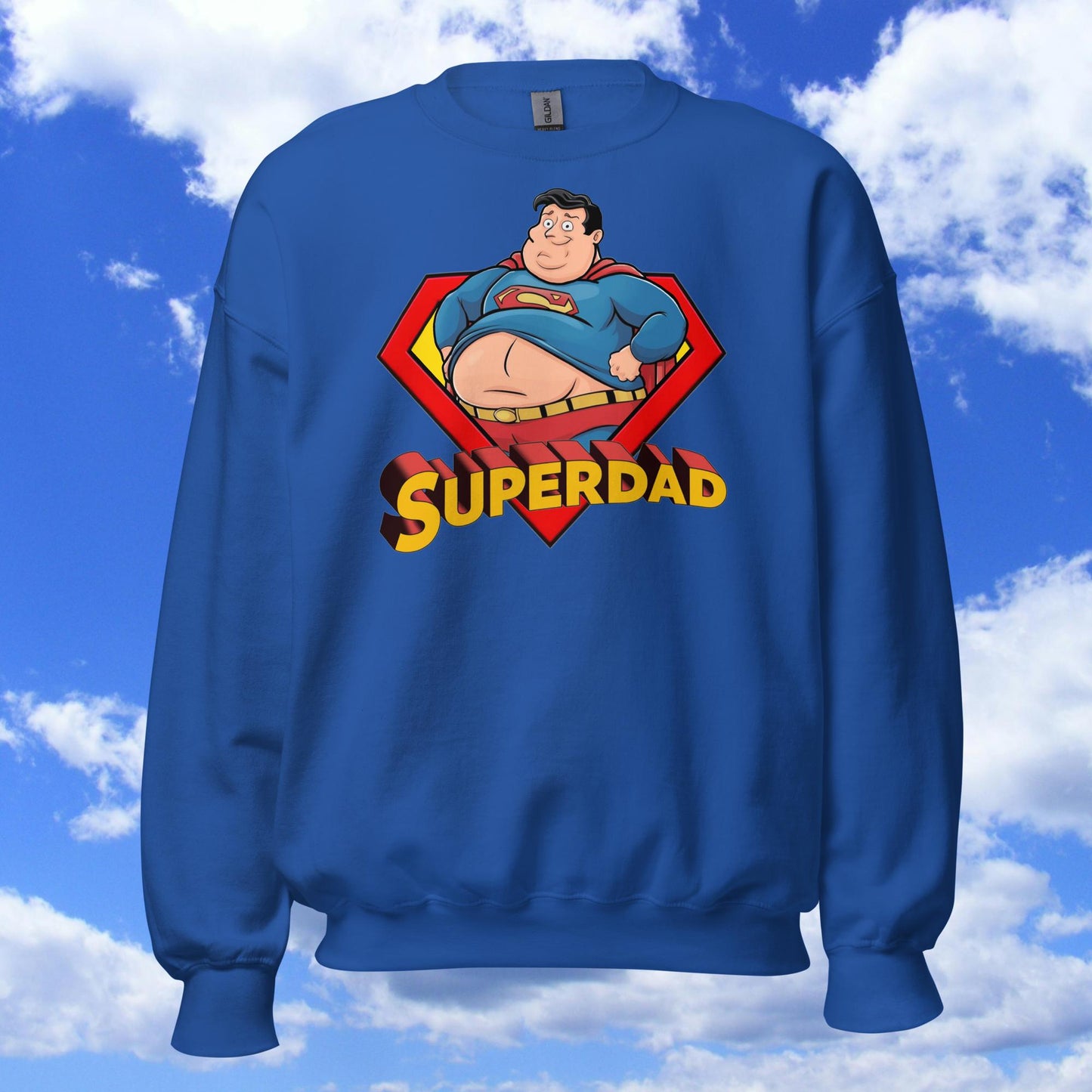 Superdad Father's Day Fat Superhero Unisex Sweatshirt Royal Sweatshirts Movies Superheroes Superman Next Cult Brand