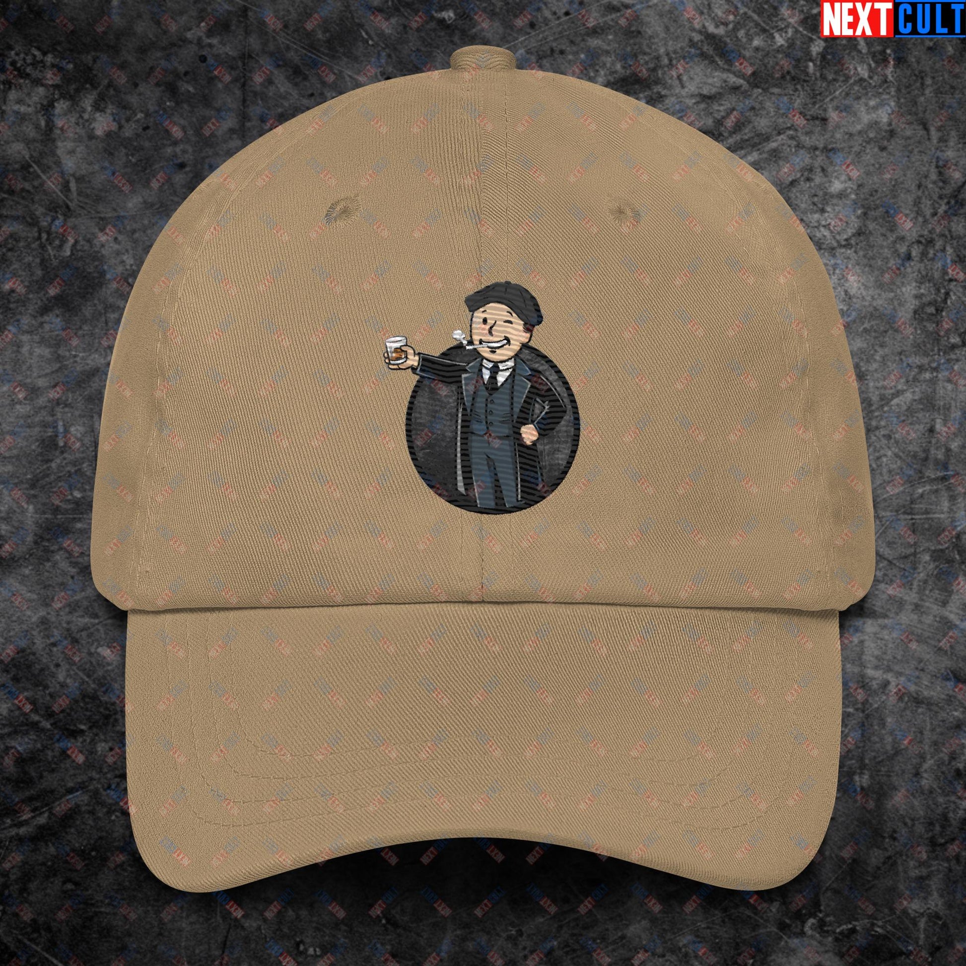 Tommy Boy Peaky Blinders Thomas Shelby Cillian Murphy Vault Boy Fallout Funny Meme Cartoon Mashup Dad hat Khaki Hats Cillian Murphy Fallout Peaky Blinders TV Shows Vault Boy Next Cult Brand