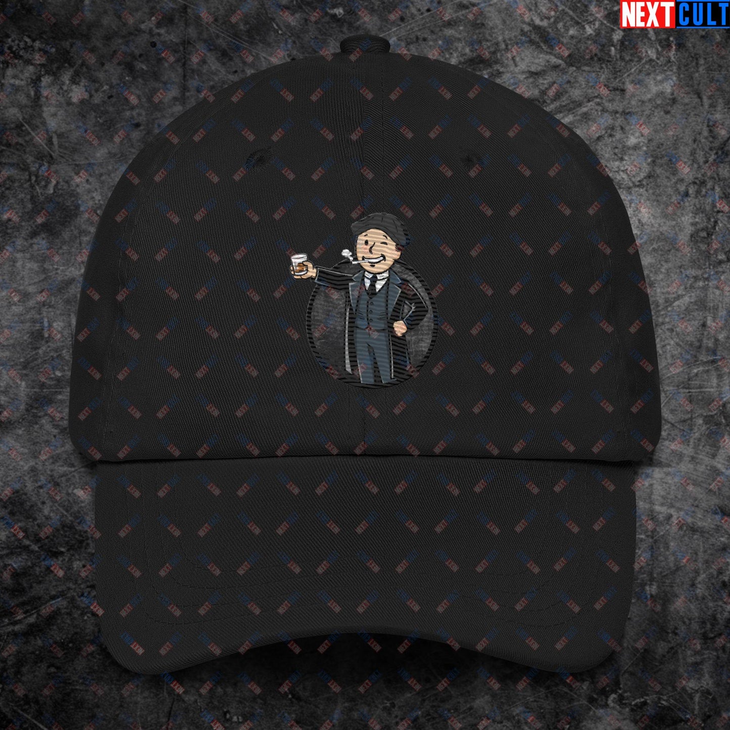 Tommy Boy Peaky Blinders Thomas Shelby Cillian Murphy Vault Boy Fallout Funny Meme Cartoon Mashup Dad hat Black Hats Cillian Murphy Fallout Peaky Blinders TV Shows Vault Boy Next Cult Brand