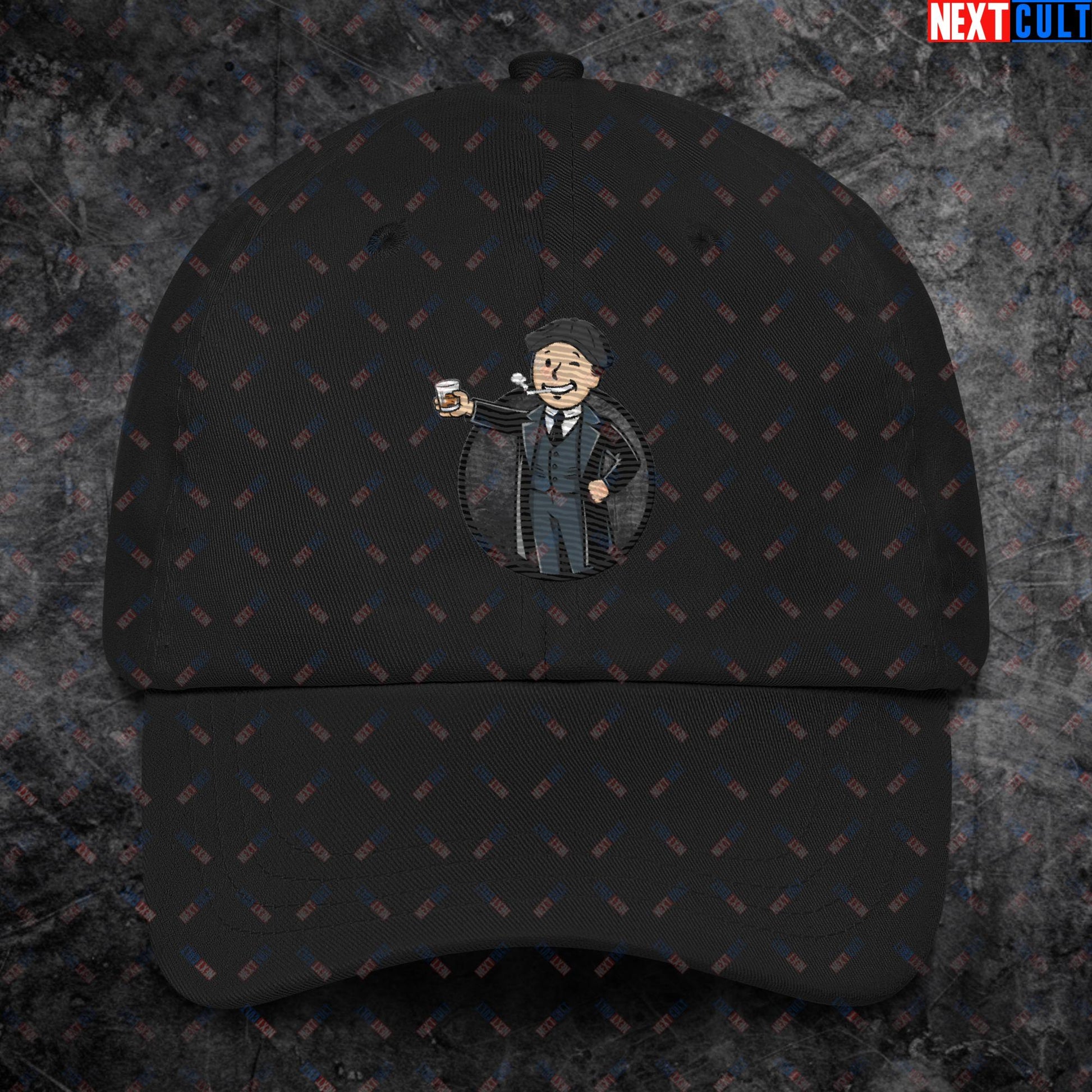 Tommy Boy Peaky Blinders Thomas Shelby Cillian Murphy Vault Boy Fallout Funny Meme Cartoon Mashup Dad hat Black Hats Cillian Murphy Fallout Peaky Blinders TV Shows Vault Boy Next Cult Brand