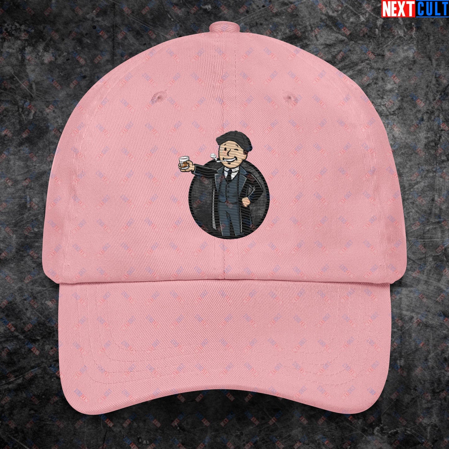 Tommy Boy Peaky Blinders Thomas Shelby Cillian Murphy Vault Boy Fallout Funny Meme Cartoon Mashup Dad hat Pink Hats Cillian Murphy Fallout Peaky Blinders TV Shows Vault Boy Next Cult Brand