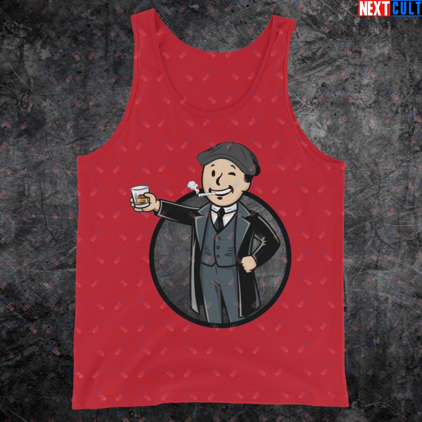 Tommy Boy Peaky Blinders Thomas Shelby Cillian Murphy Vault Boy Fallout Funny Meme Cartoon Mashup Tank Top Red Tank Tops Cillian Murphy Fallout Peaky Blinders TV Shows Vault Boy Next Cult Brand