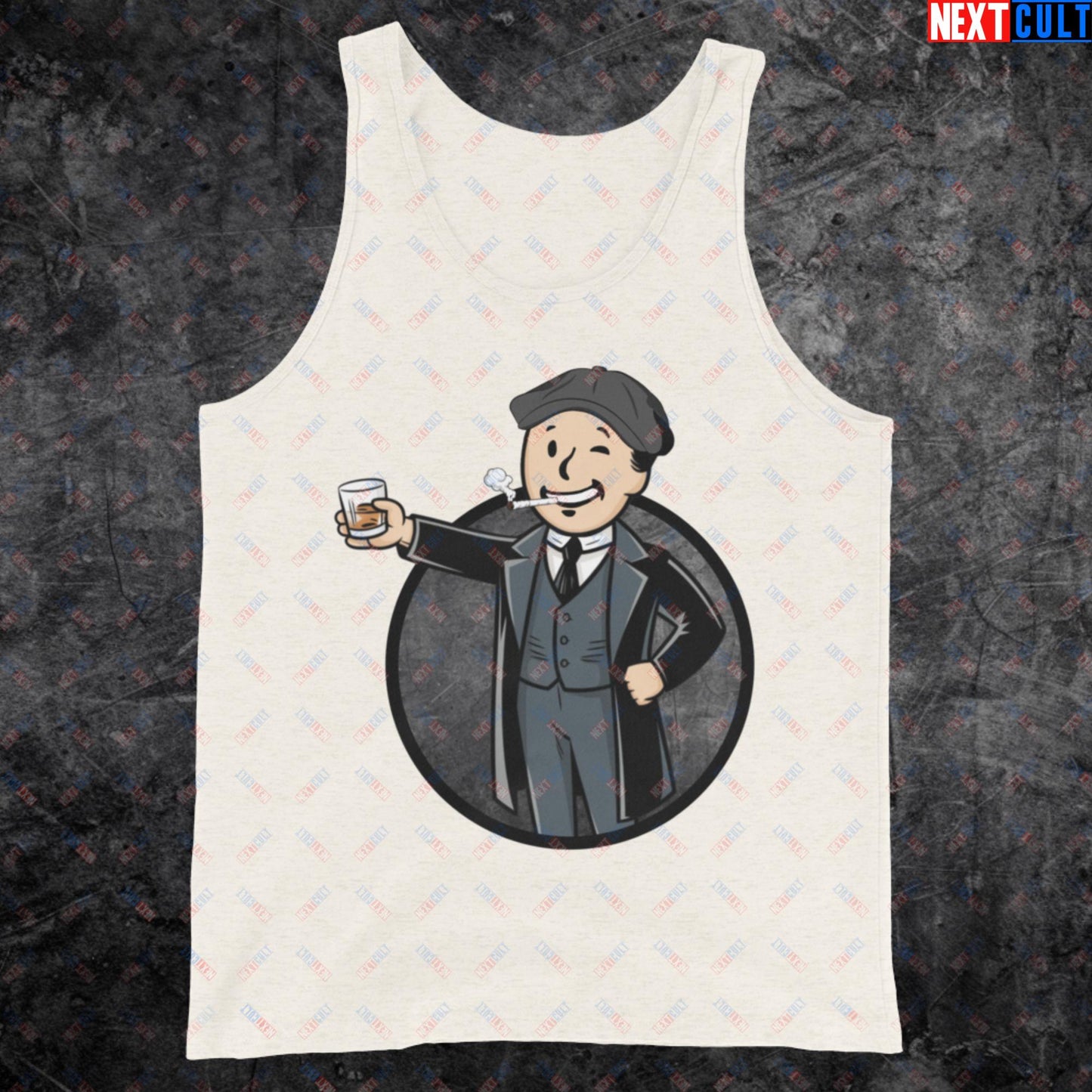 Tommy Boy Peaky Blinders Thomas Shelby Cillian Murphy Vault Boy Fallout Funny Meme Cartoon Mashup Tank Top Oatmeal Triblend Tank Tops Cillian Murphy Fallout Peaky Blinders TV Shows Vault Boy Next Cult Brand