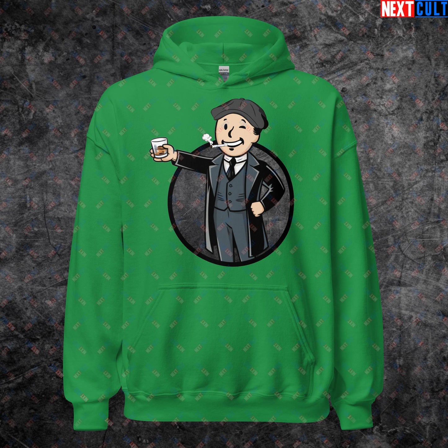 Tommy Boy Peaky Blinders Thomas Shelby Cillian Murphy Vault Boy Fallout Funny Meme Cartoon Mashup Unisex Hoodie Irish Green Hoodies Cillian Murphy Fallout Peaky Blinders TV Shows Vault Boy Next Cult Brand