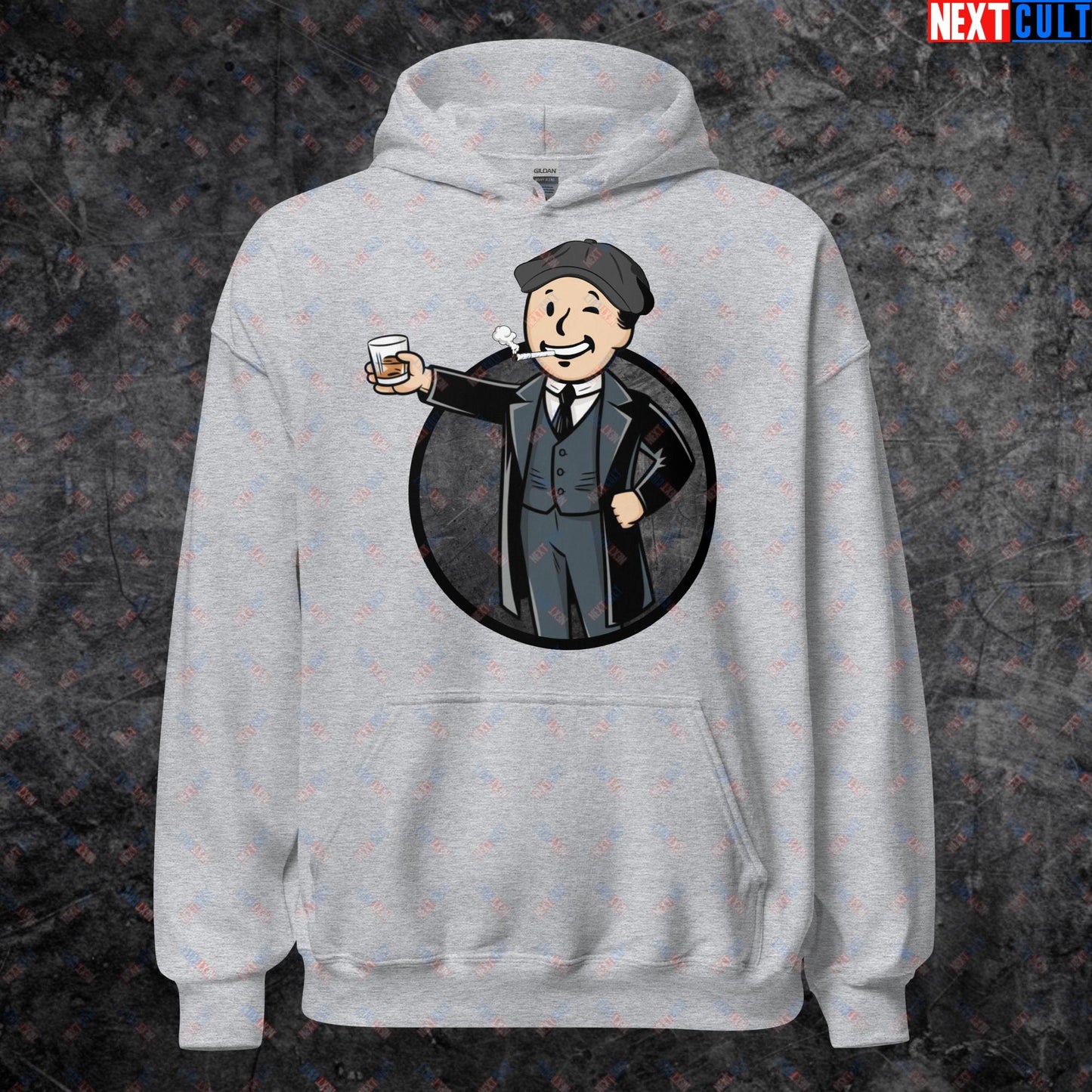 Tommy Boy Peaky Blinders Thomas Shelby Cillian Murphy Vault Boy Fallout Funny Meme Cartoon Mashup Unisex Hoodie Sport Grey Hoodies Cillian Murphy Fallout Peaky Blinders TV Shows Vault Boy Next Cult Brand